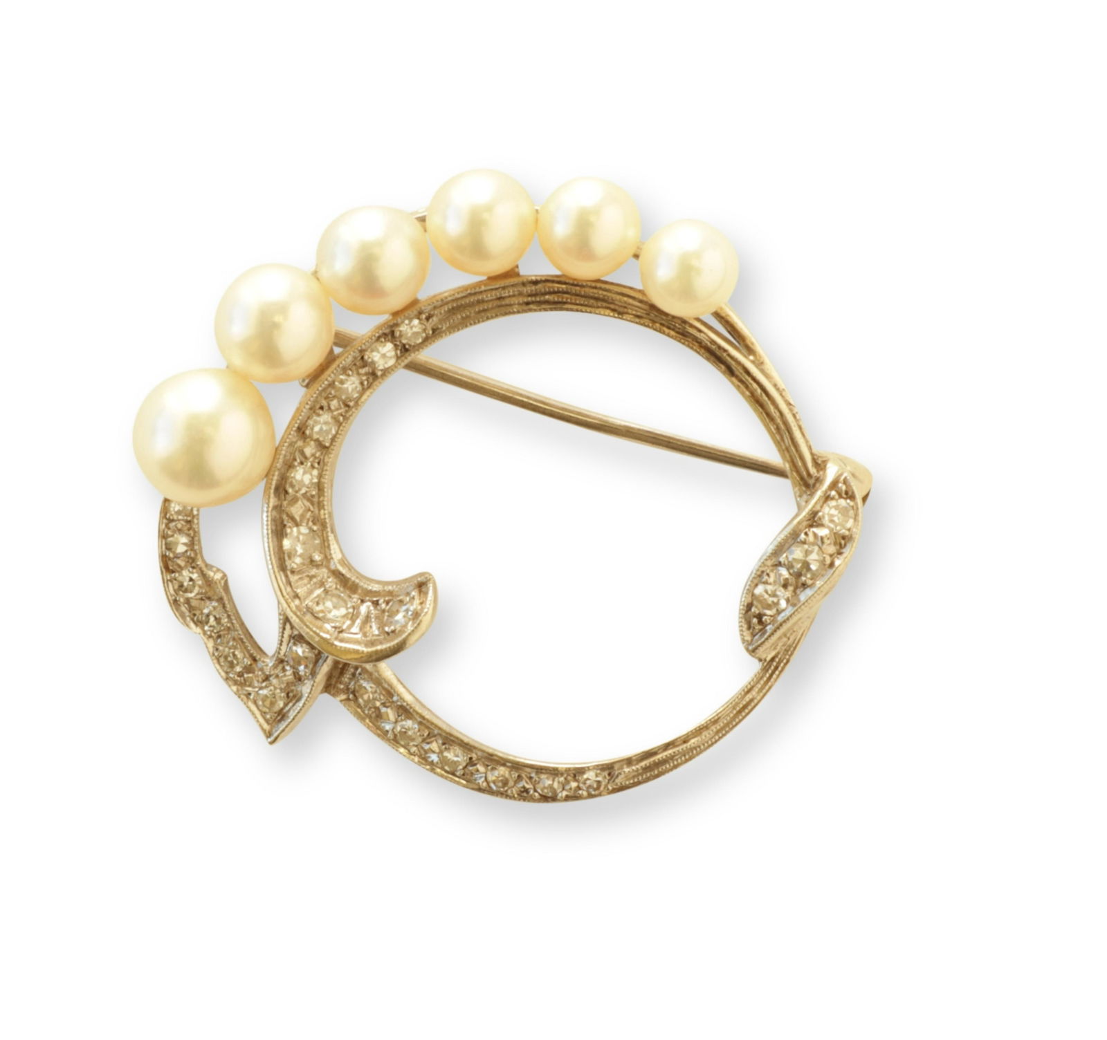 Edwardian Pearl & Diamond Open Circle Brooch (1 of 4)