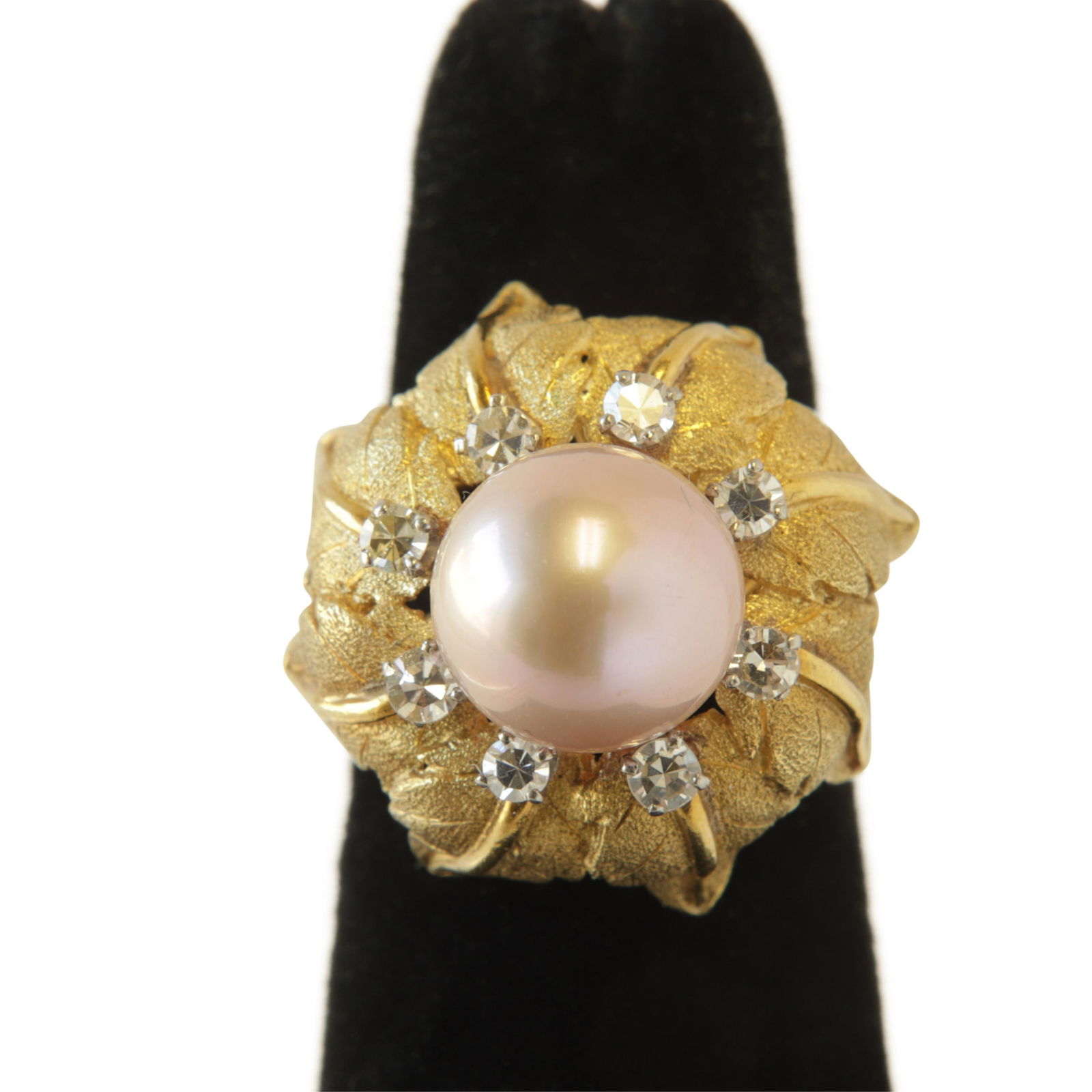 18k Pearl & Diamond Floriform Ring (1 of 3)
