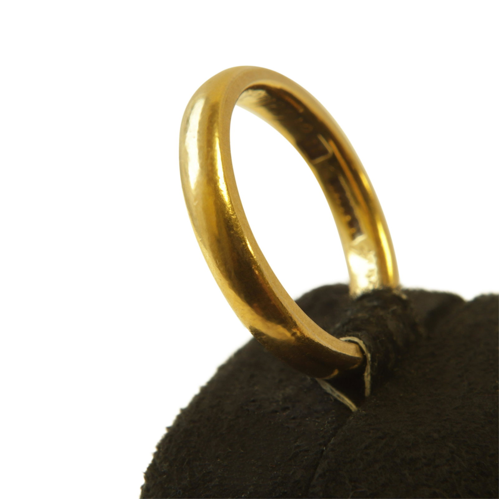 T. S. Starr 22k Gold Band: 22k yellow gold wedding band by T S Starr. Marked TS Starr / 22 on shank. Inscribed. 5.5 grams. Size 6.5 Property from an Influential Family, Washington, DC.