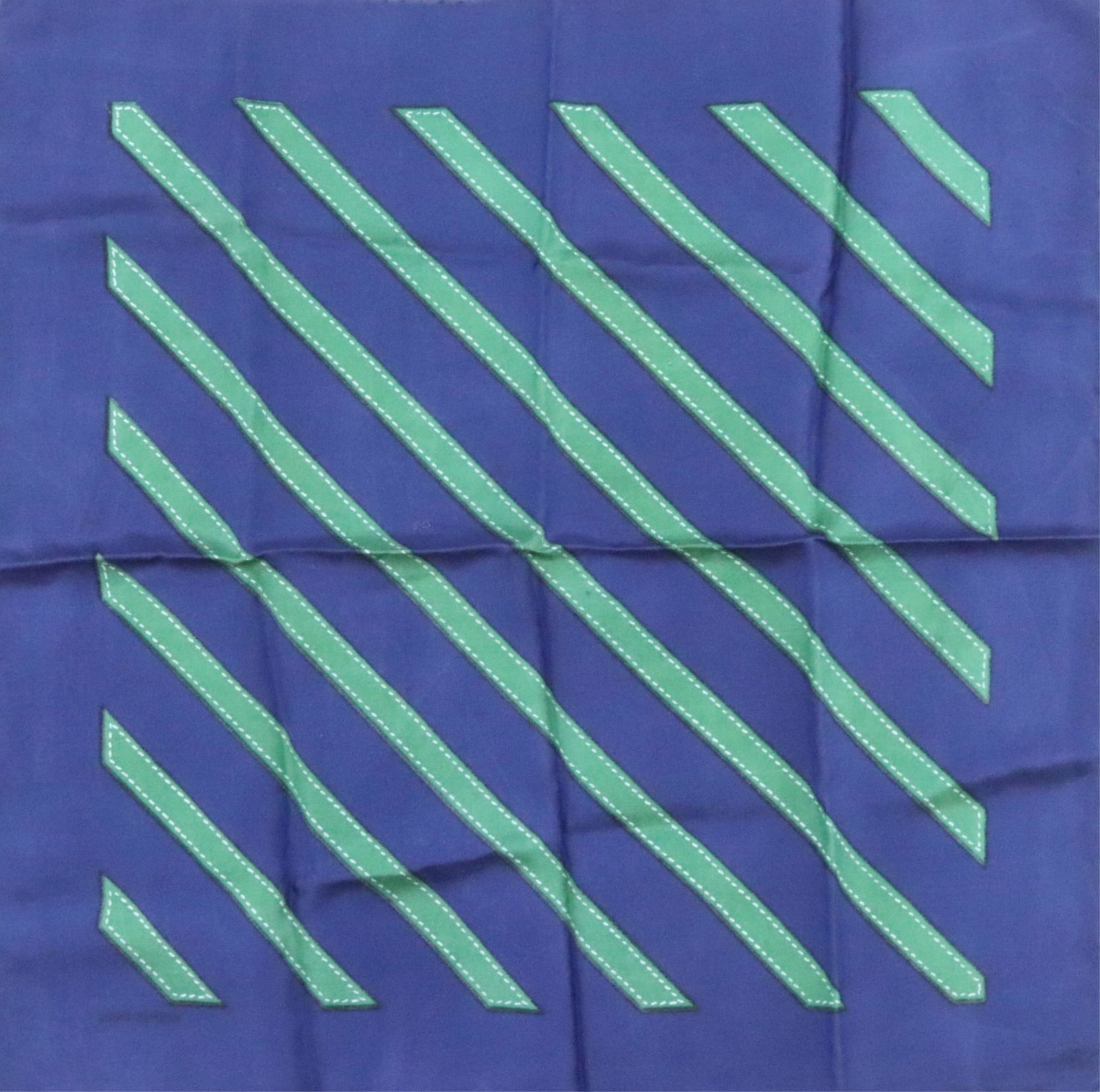 Hermes Silk Pocketsquare - Green Stripes (1 of 4)