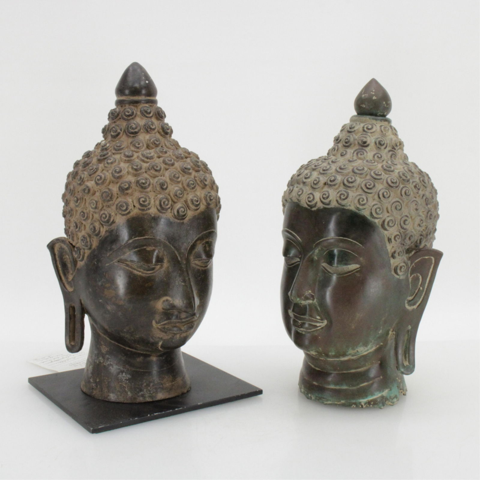 Two Large Bronze Buddha Heads (1 of 4)