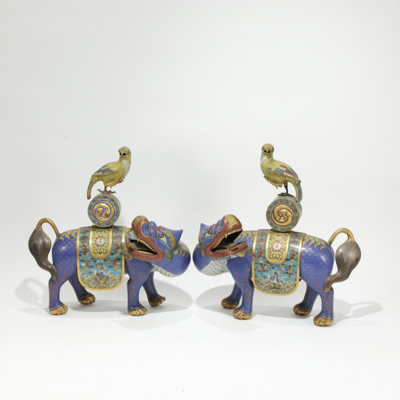 Mirrored Pair Of Chinese CloisonnÃ© Chimera (1 of 7)