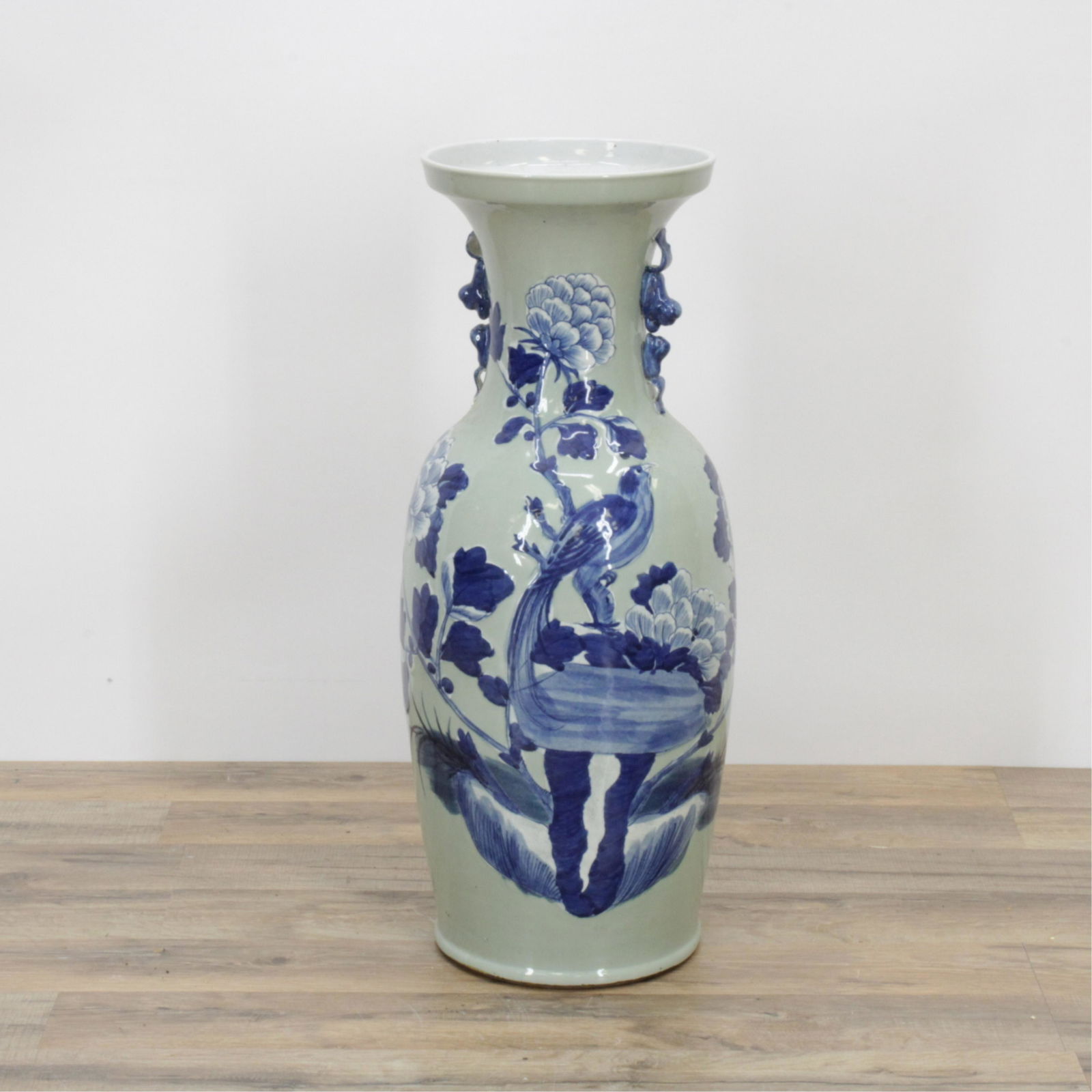 Large Chinese Blue And White Celadon Vase (1 of 3)