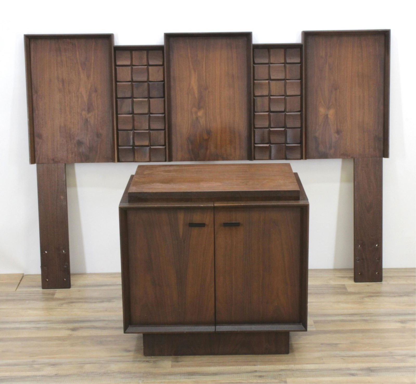 Paul Evans Style Brutalist Headboard/Night Table (1 of 4)