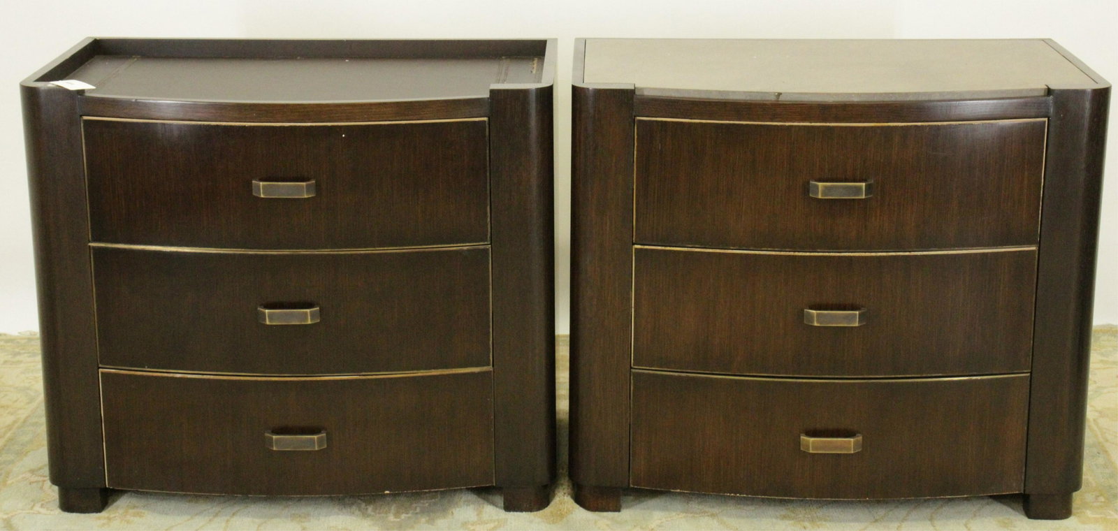 Pair Contemporary Brass Mounted Oak Side Chest (1 of 5)