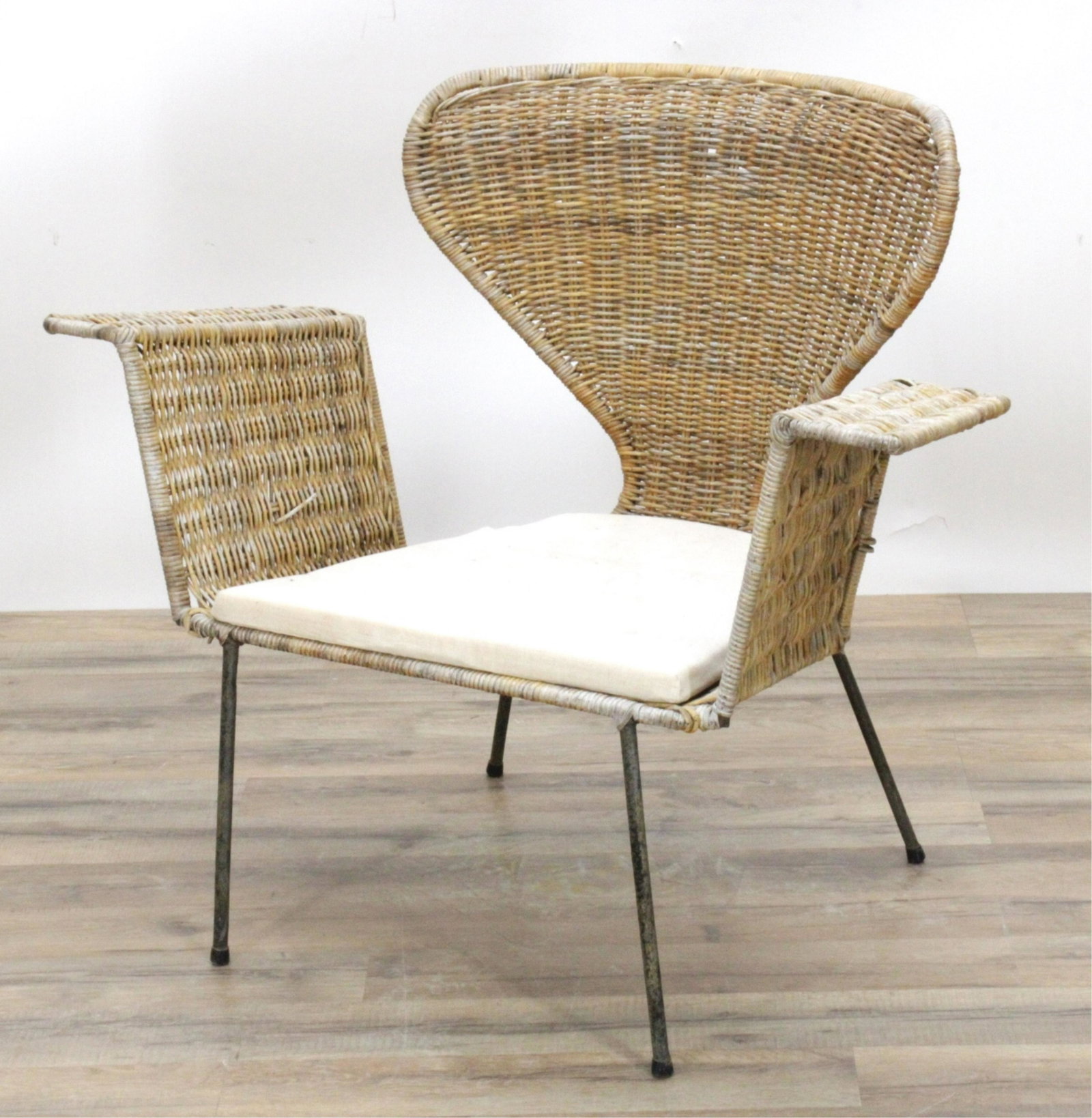 Mid Century Wicker & Metal Armchair (1 of 7)