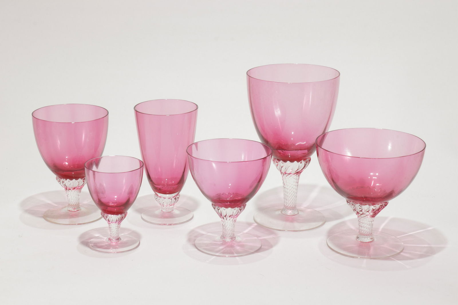 47 pc Cranberry Glass Stemware (1 of 8)
