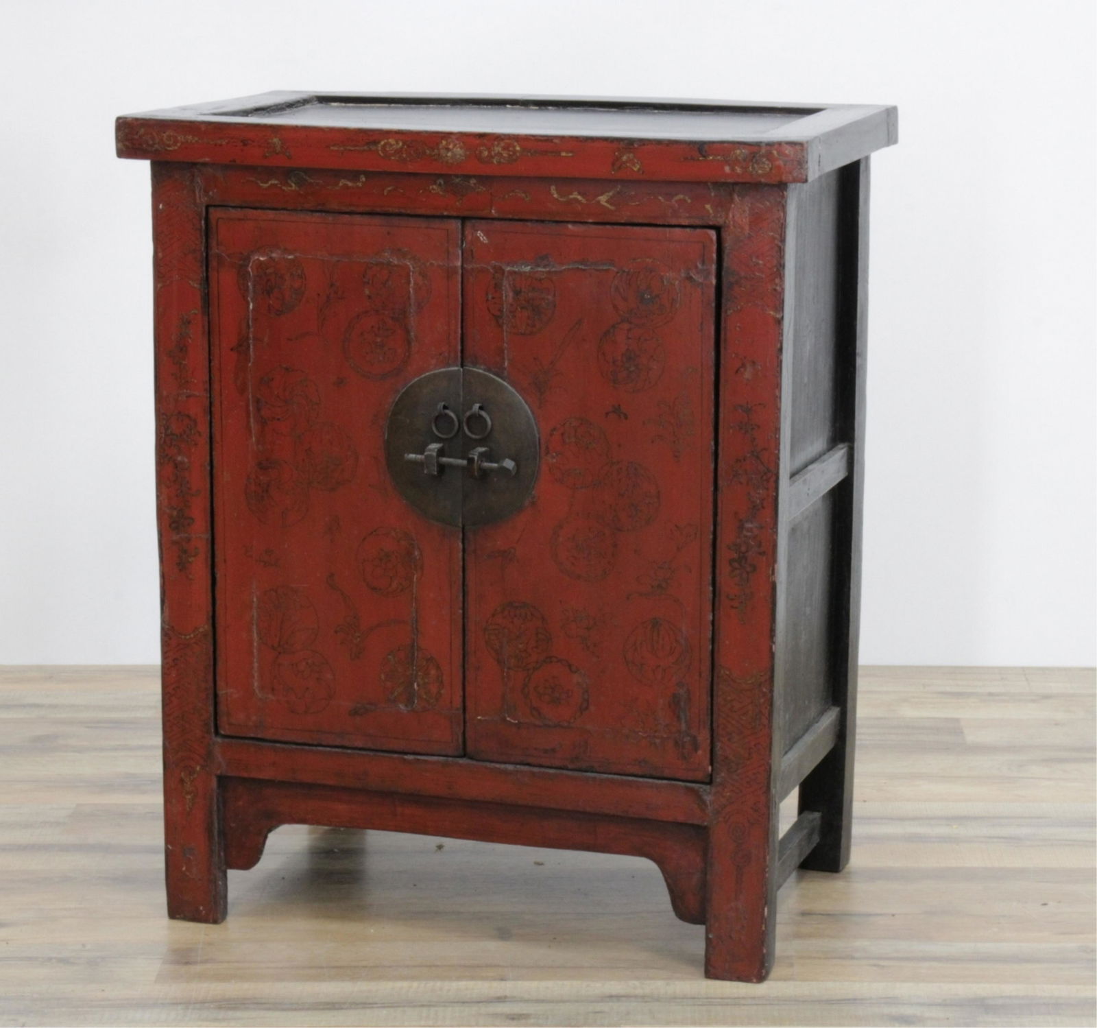 Chinese Red Lacquered Cabinet (1 of 3)