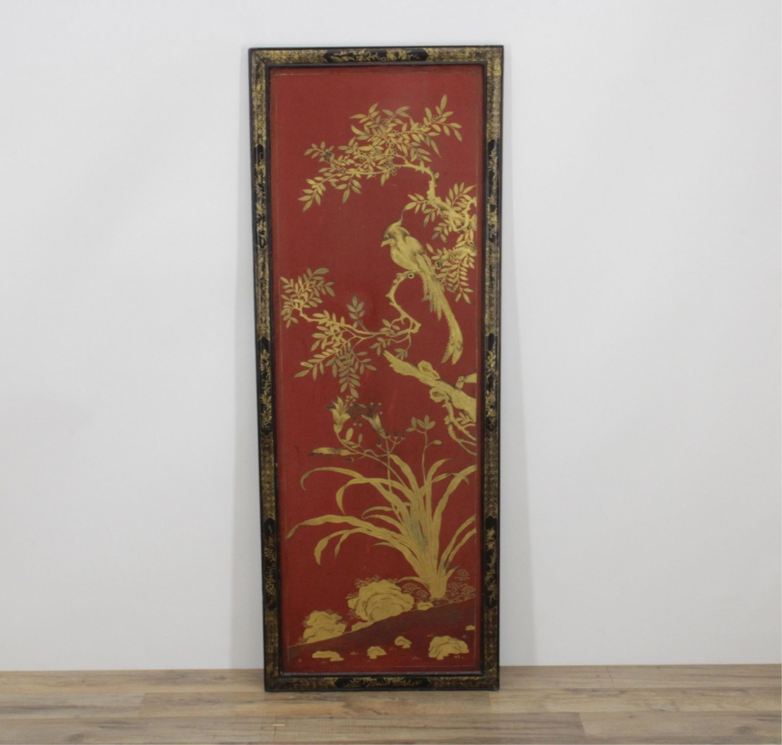 19th C. Asian Paint Decorated Wooden Panel (1 of 8)