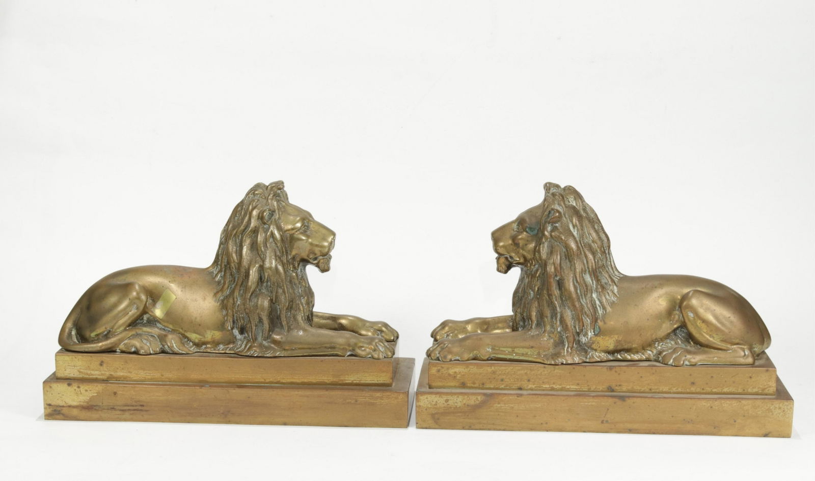 Pair English Bronze Recumbent Lions, 19th C. (1 of 5)