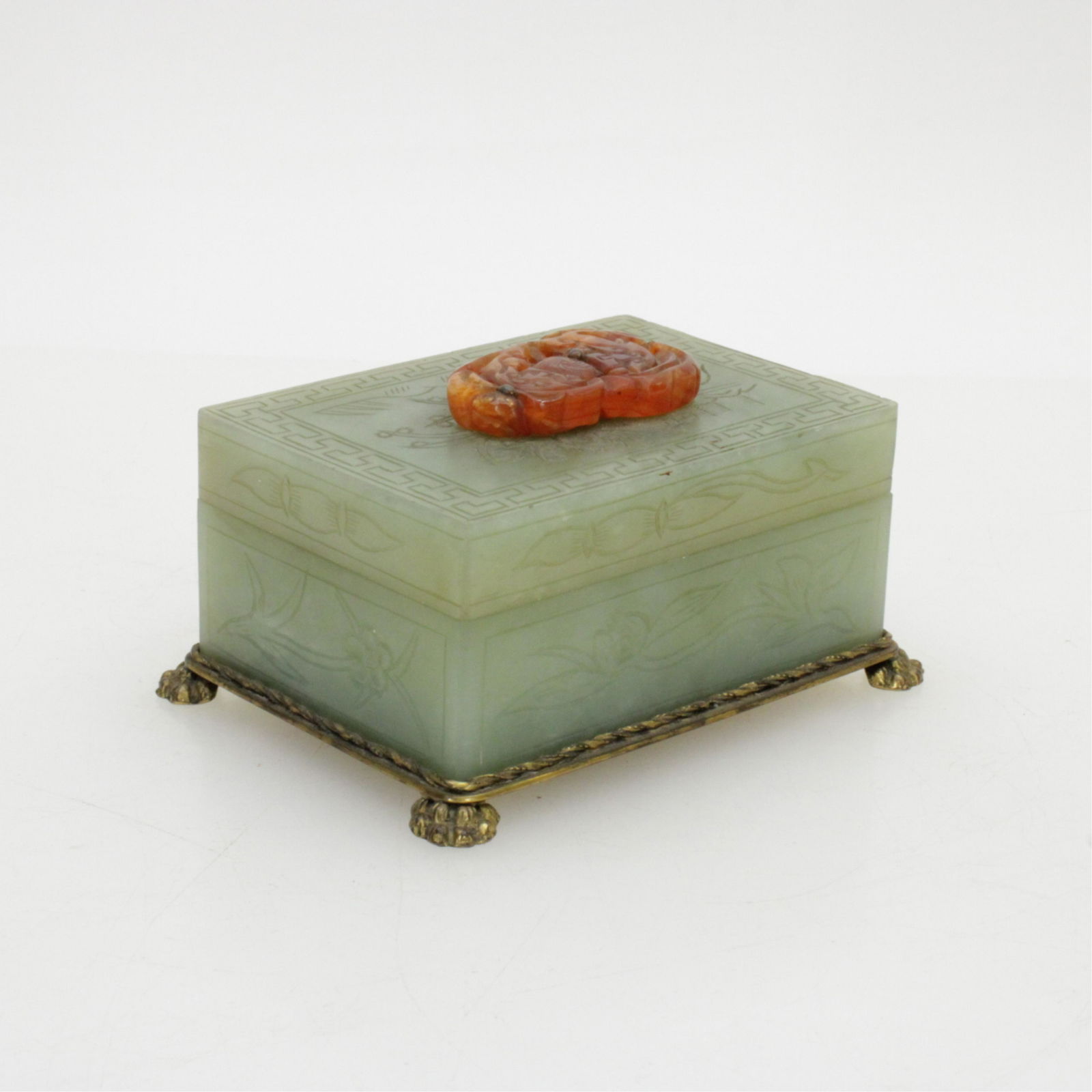 Nicholas Haydon Green Jade Box Carnelian Mount (1 of 5)