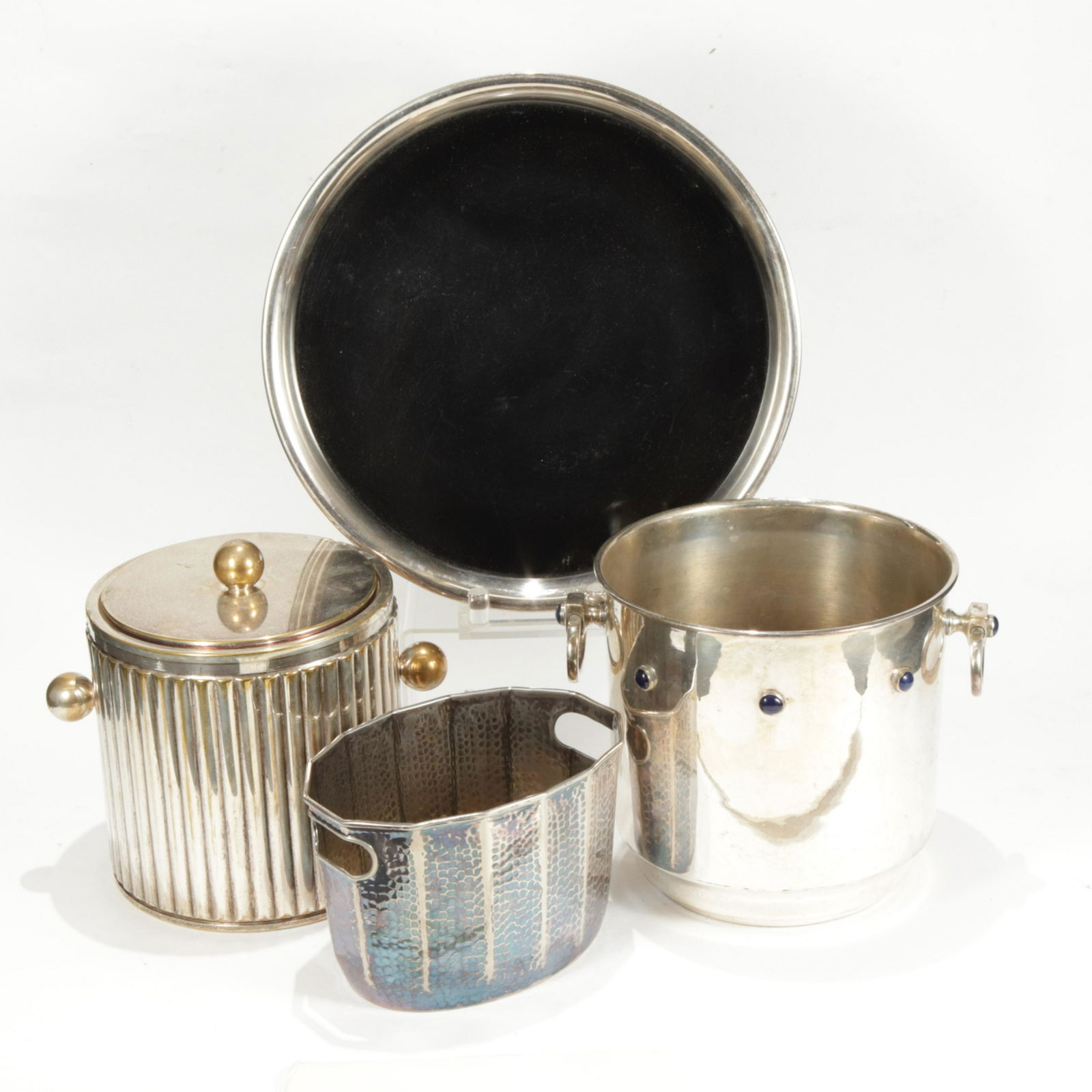 3 Silverplate Ice Buckets & Tray, Scully & Scully (1 of 8)