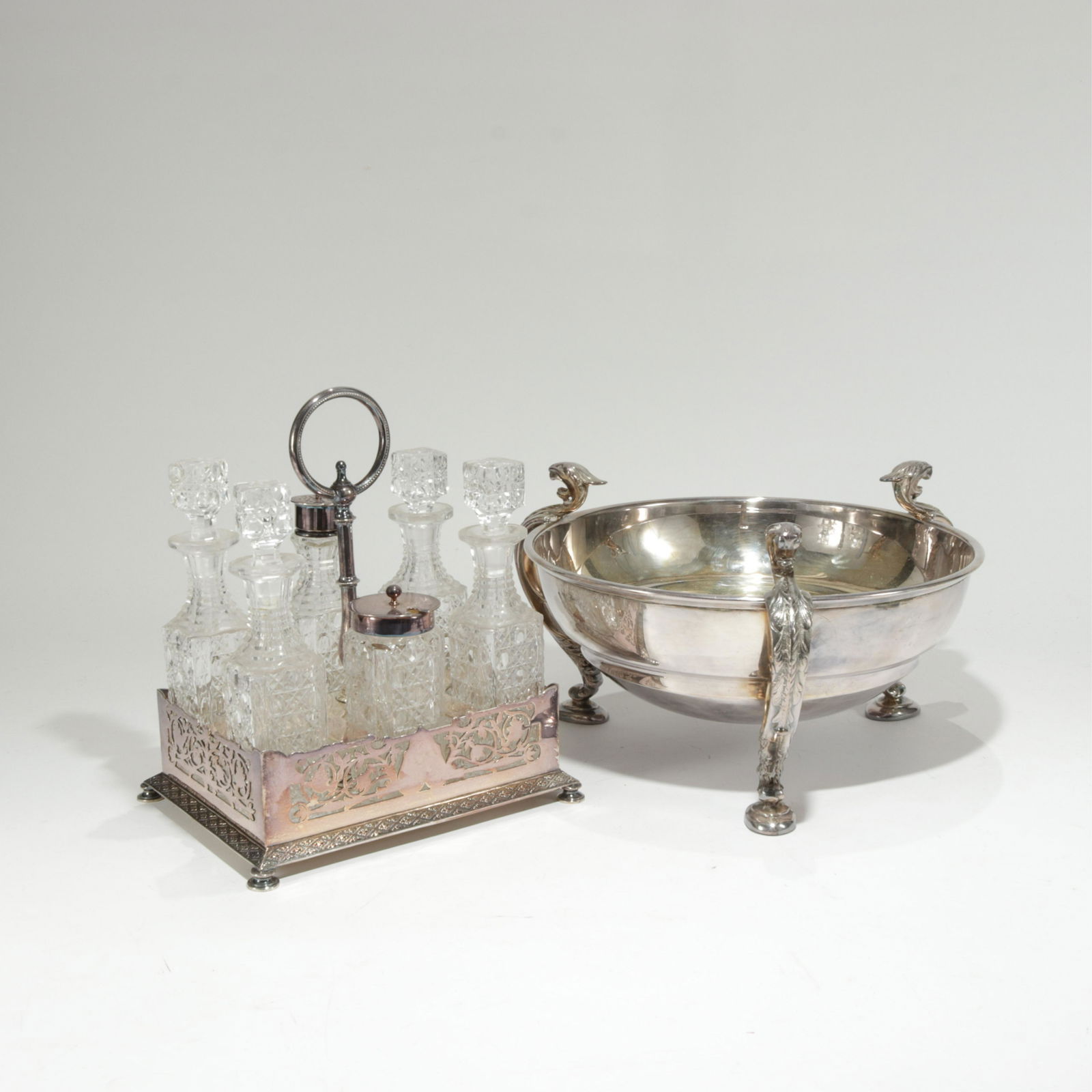 Silverplate Cruet Set & Sheffield Plate Bowl (1 of 6)