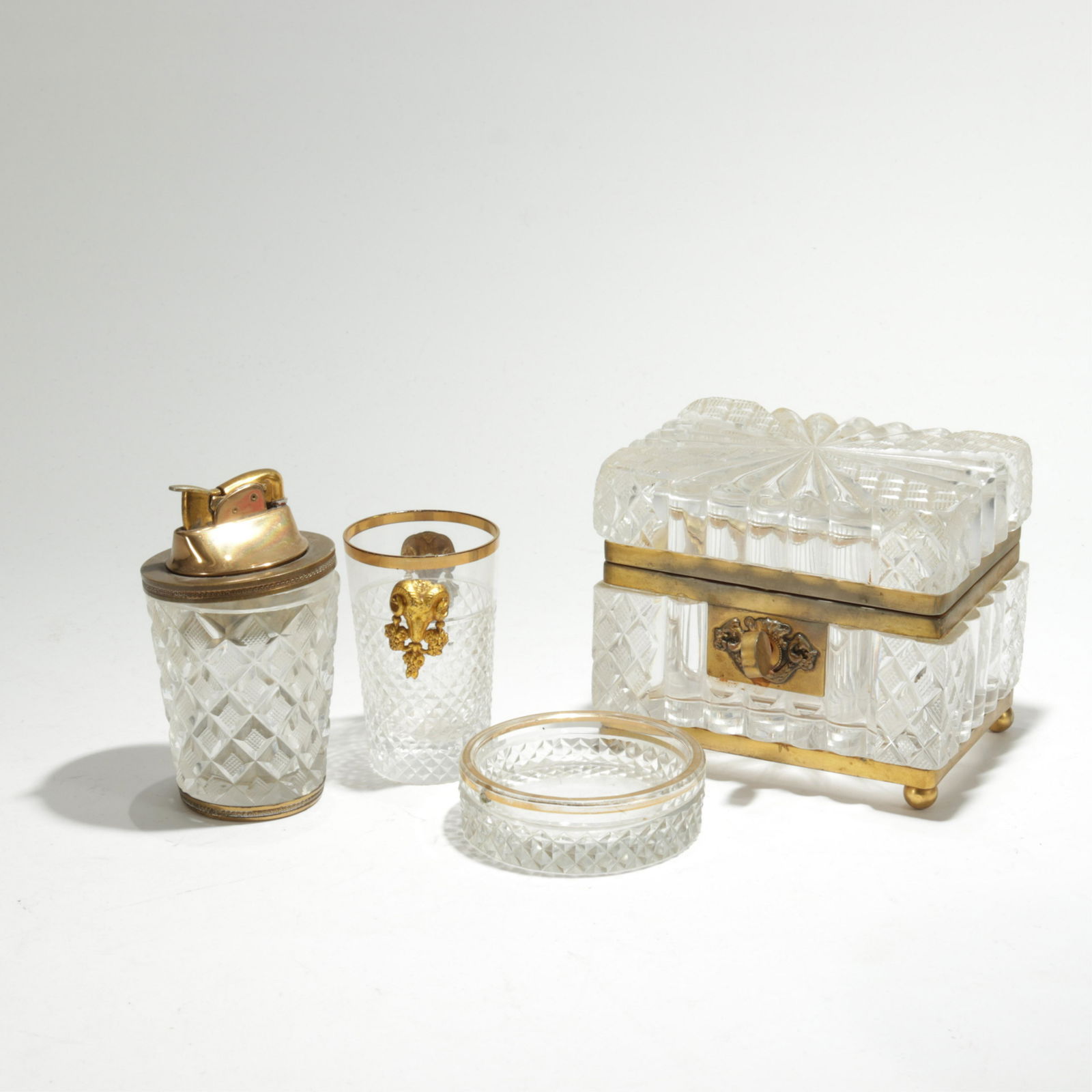 4 French/Continental Brass Mtd Cut Glass Items (1 of 5)