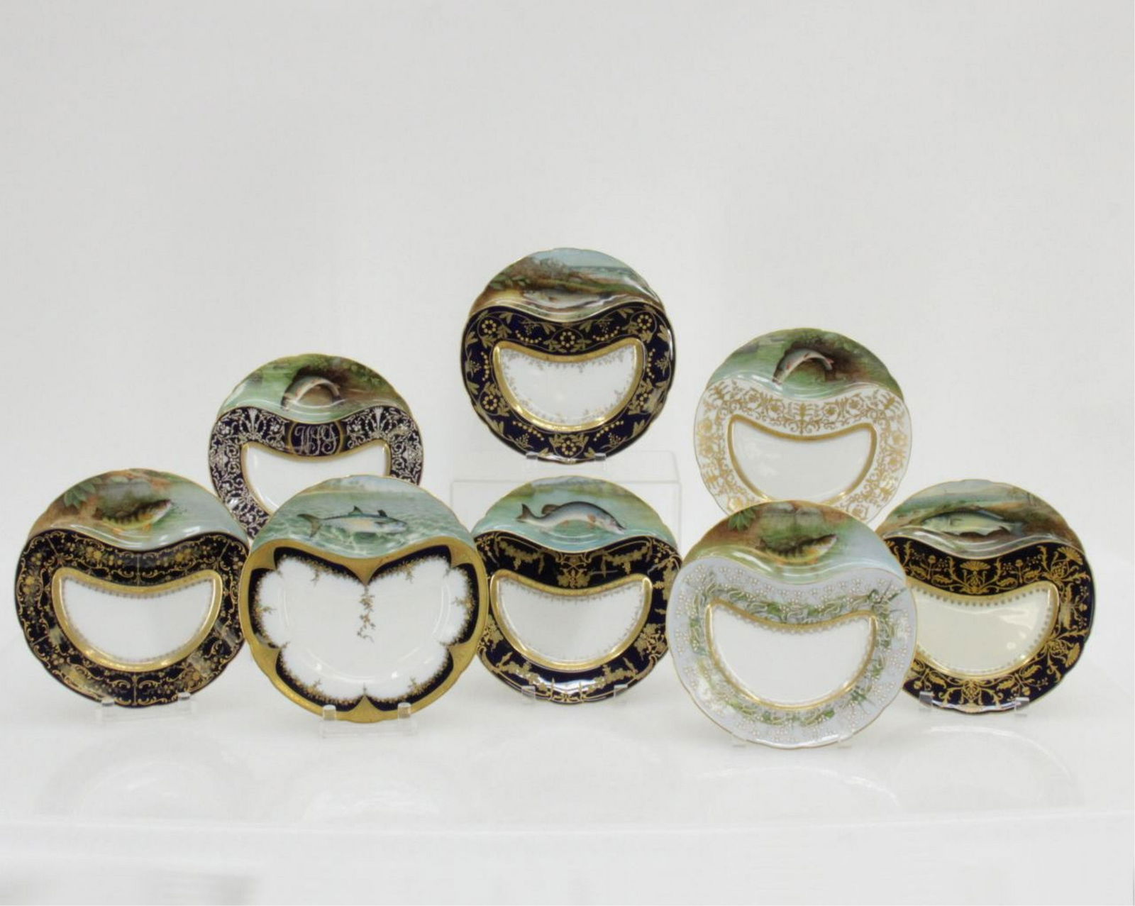 Wilhelm Graef Porcelain Fish Plates Signed (1 of 8)