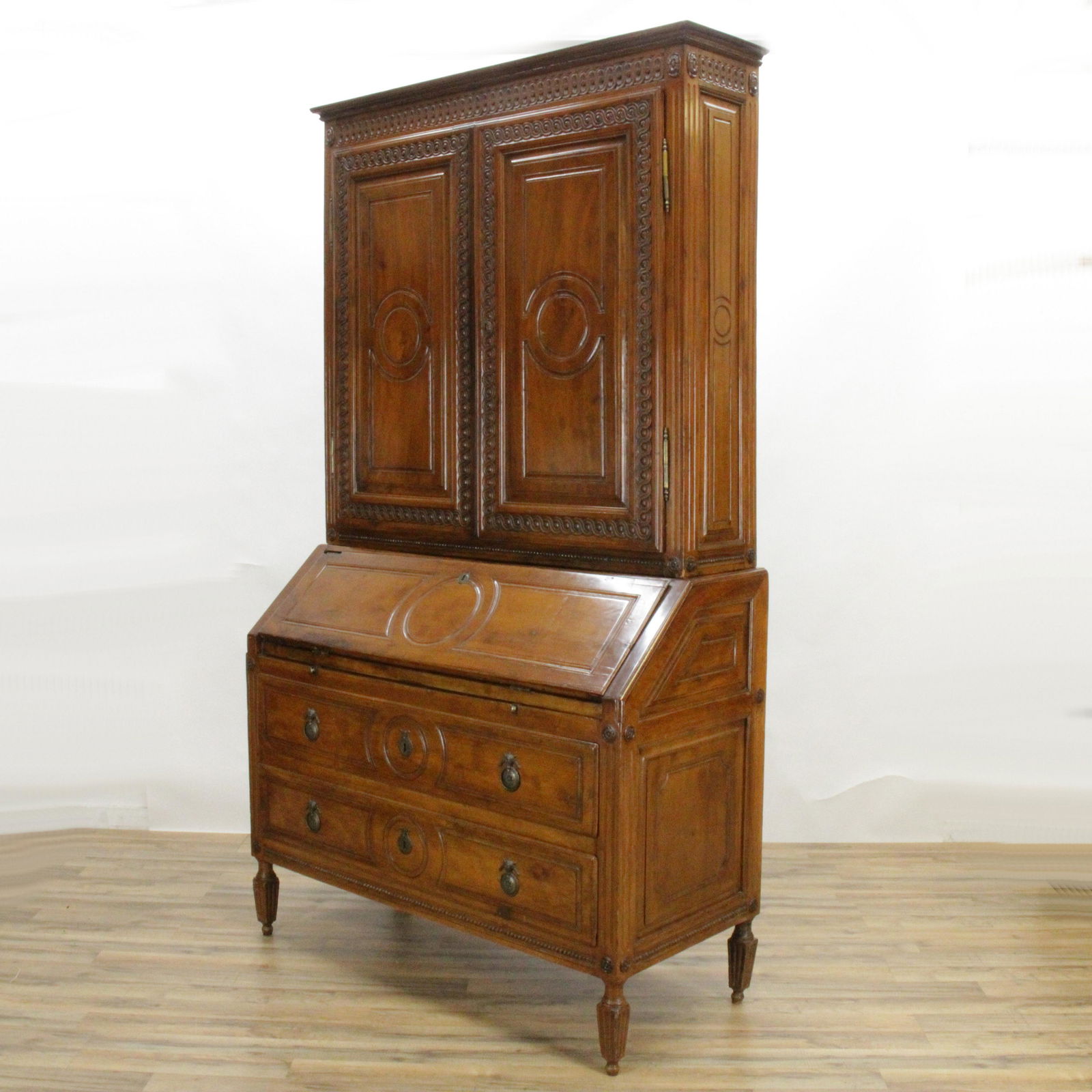 Italian Cherry Slant Front Bureau Bookcase (1 of 13)