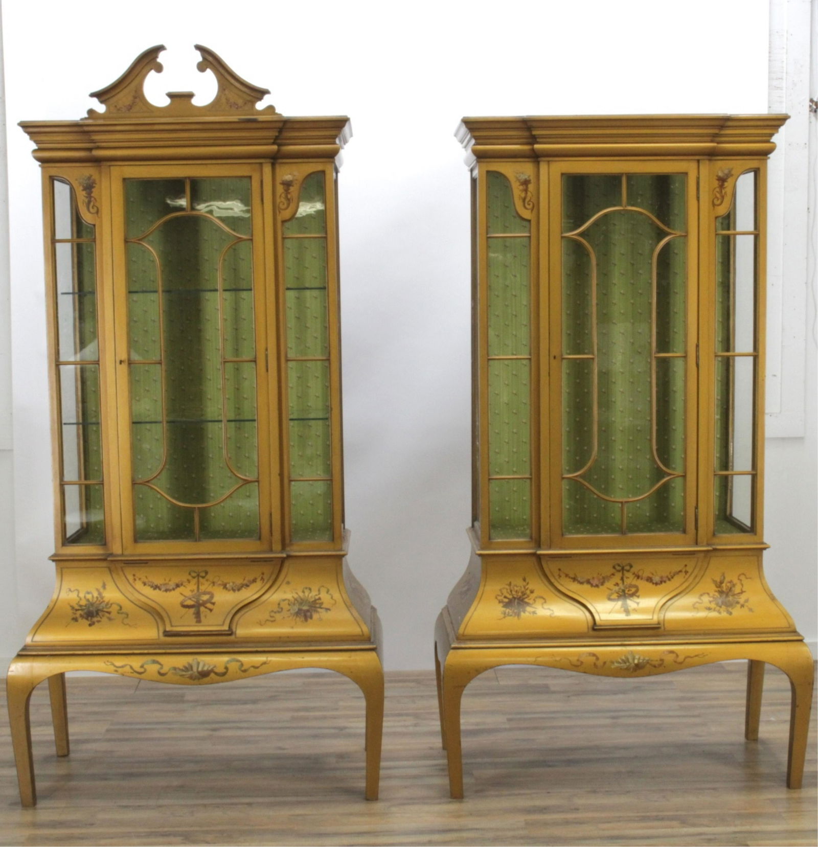 Pair Edwardian Polychromed Display Cabinets (1 of 12)