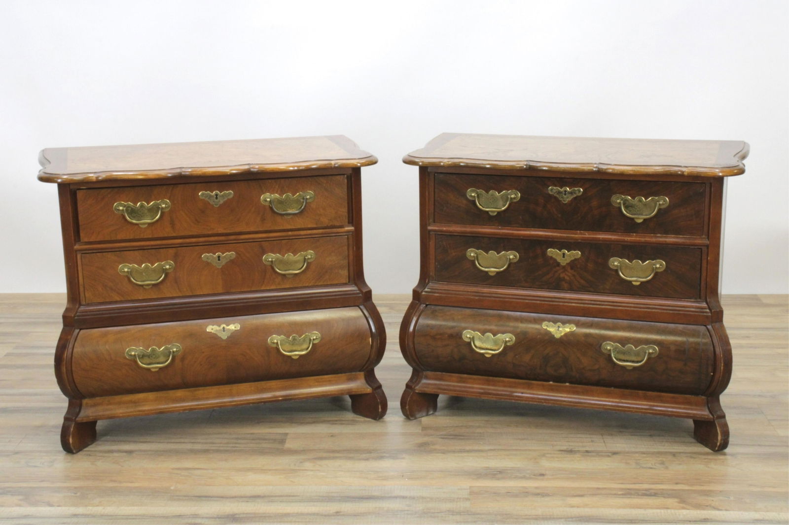 Pair Baker Elm and Walnut Small Commodes (1 of 6)