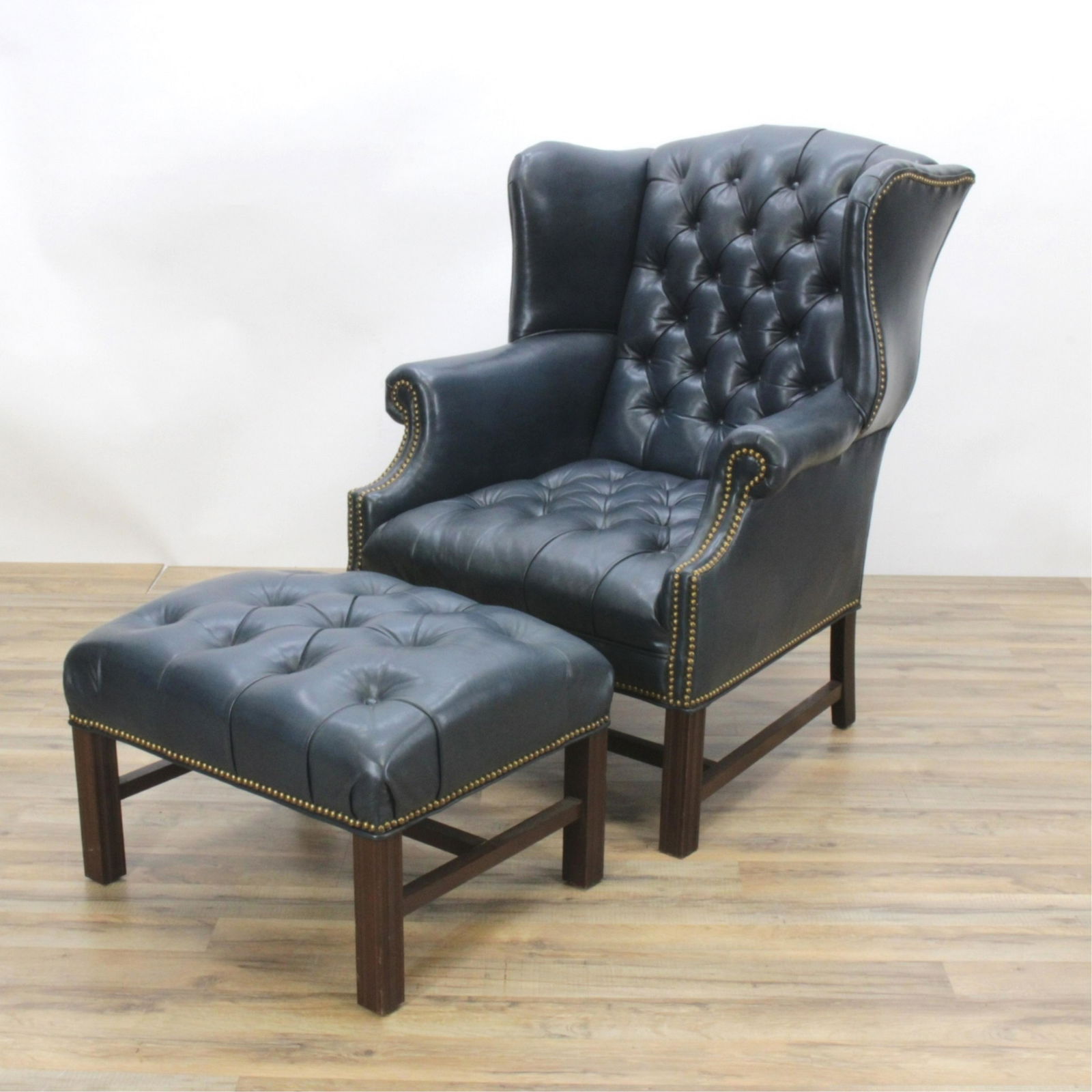 Leather Wing Chair And Ottoman (1 of 7)