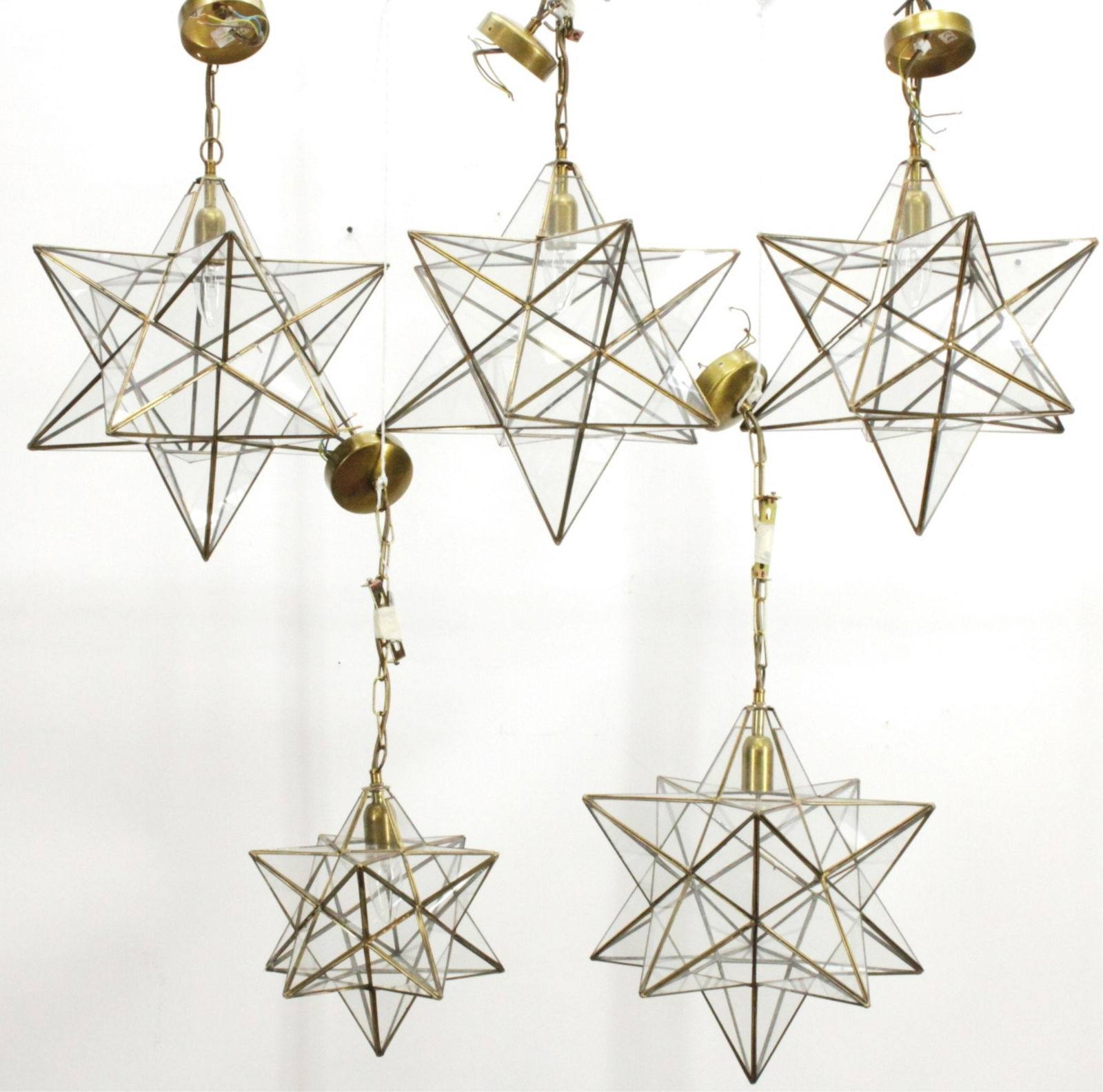 4 Brass & Glass Star Lanterns & another (1 of 6)