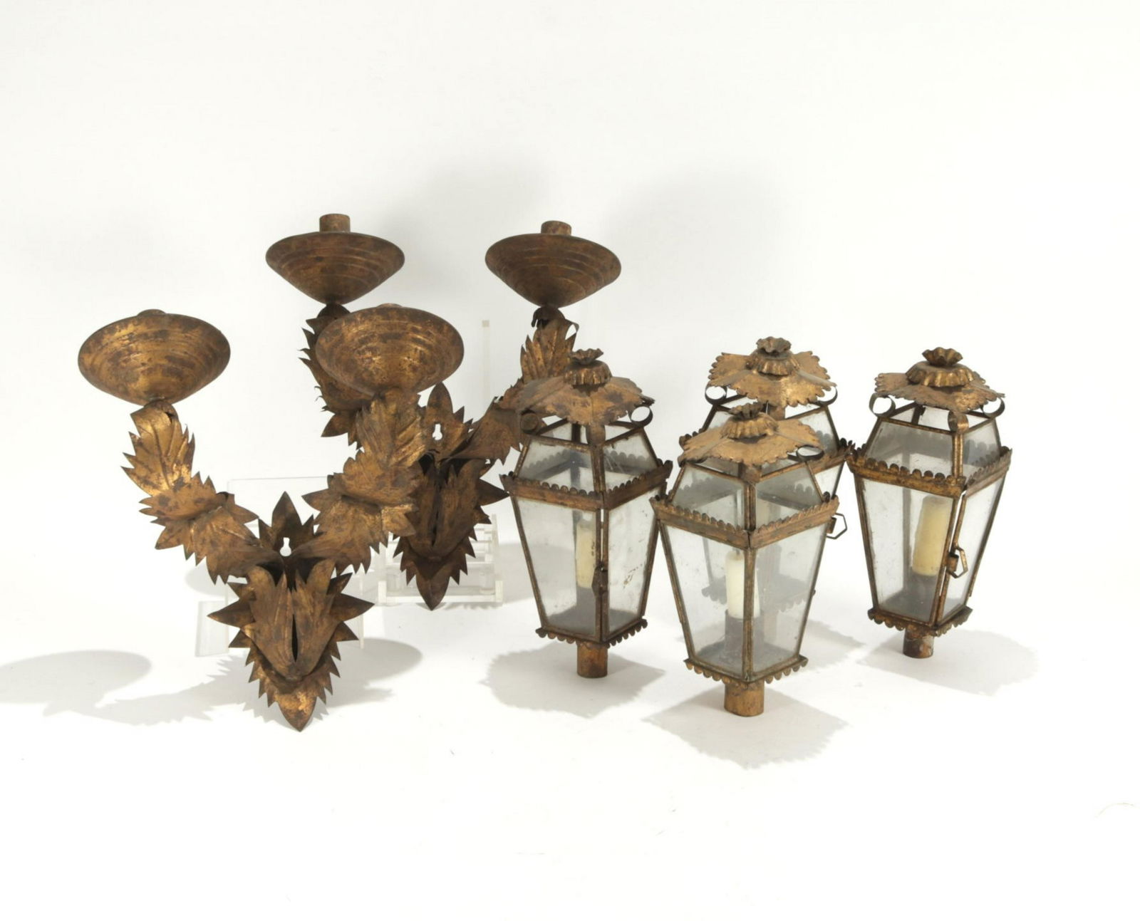 Pair Rococo Style Gilt-Metal 2-Light Sconces (1 of 3)