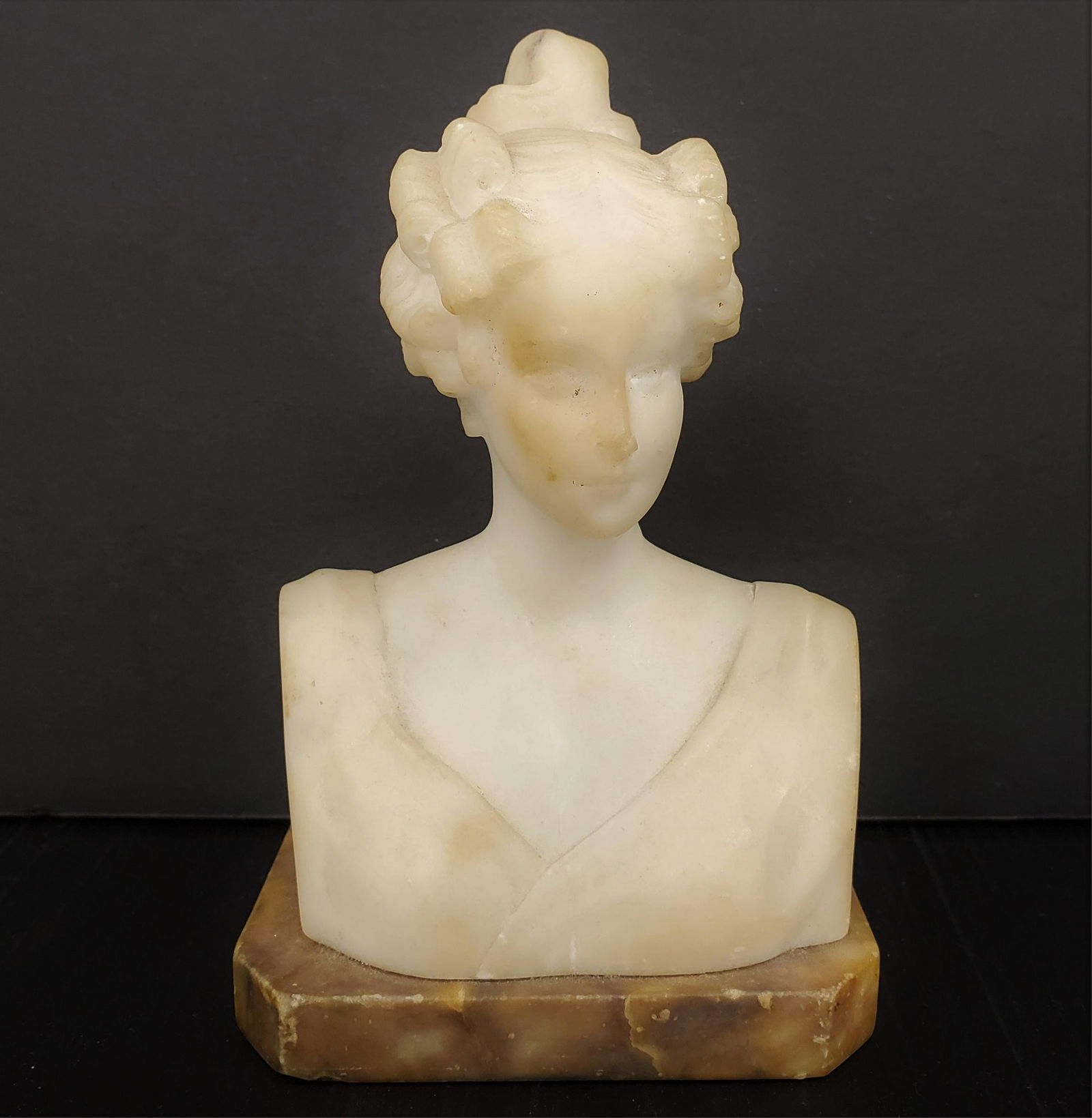 Carved Marble Cabinet-Scale Female Bust (1 of 6)