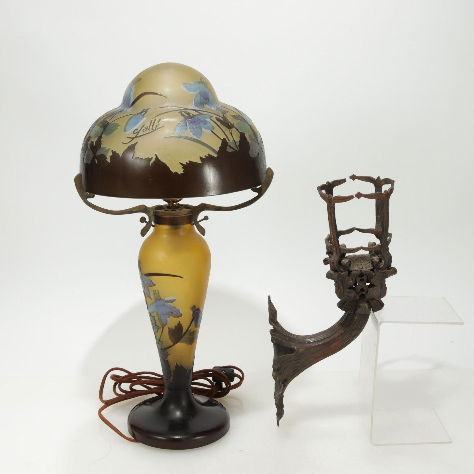 Galle Style Lamp and Victorian Metal Sconce (1 of 2)