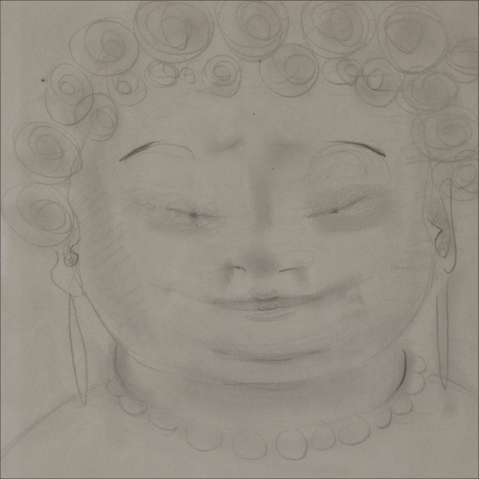 Caroline Darieux - The Golden Years - II: Caroline Darieux (American/Louisiana, 1896-1989), "The Golden Years - II", Graphite on Paper, signed and titled lower marginDimensions: Sight 13 1/4" x 12 1/4", Framed 21" H x 19 1/2" W Shipping is th