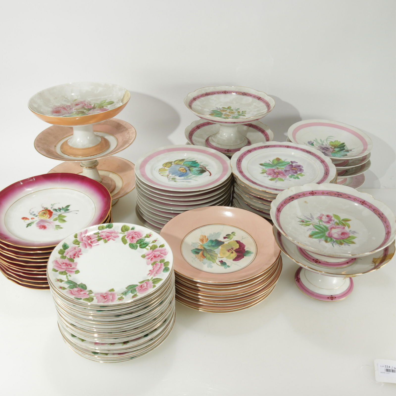 Pink Ground Luncheon Plates & Compotes (1 of 7)