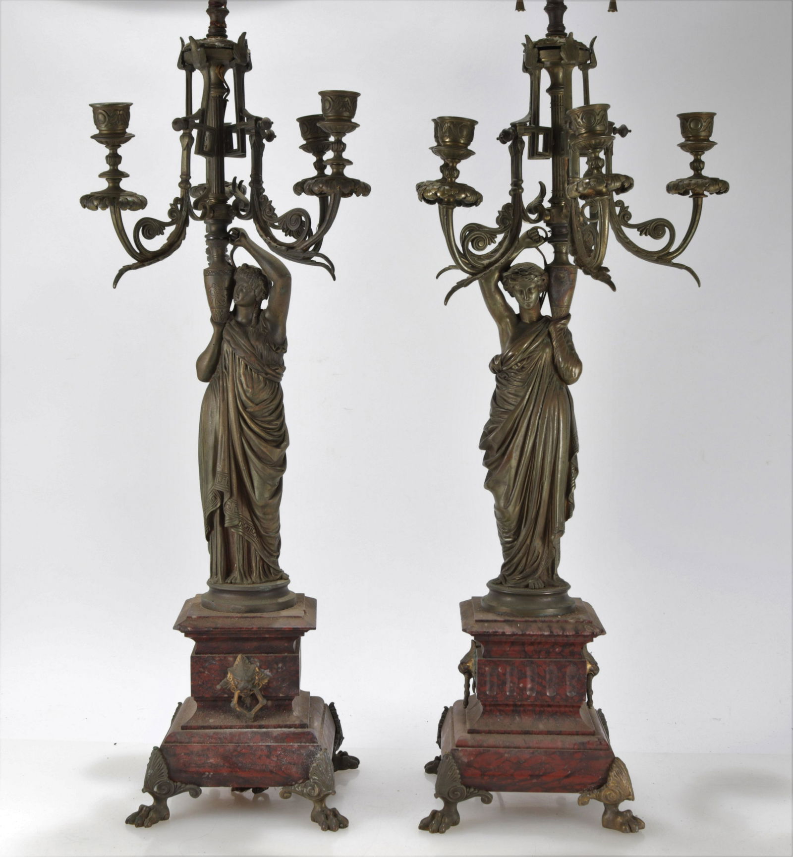 Pair Empire Style Figural Bronze Candelabra (1 of 3)