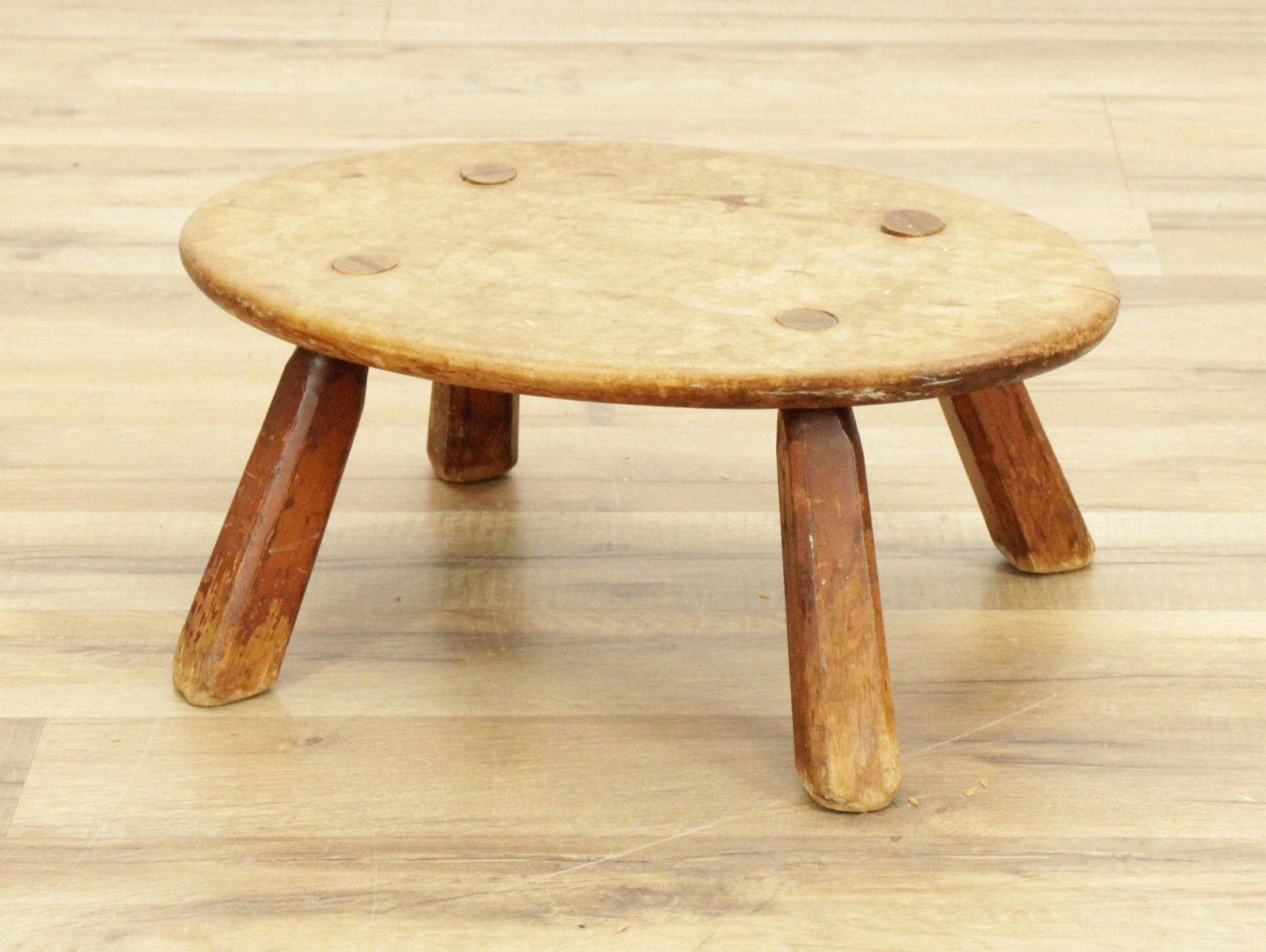 Tyrolean Stained Pine & Walnut Footstool (1 of 3)