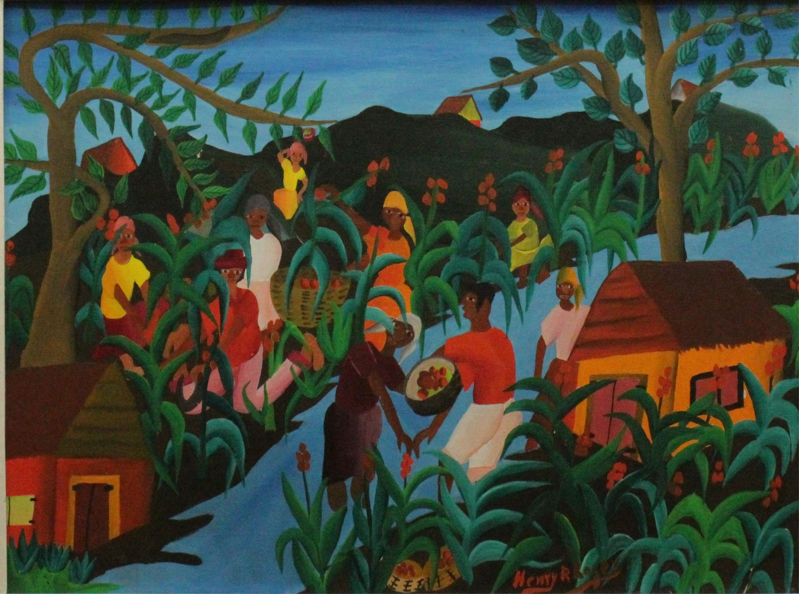 Henry R Roger, Haitian Figures in Landscape O/M (1 of 3)