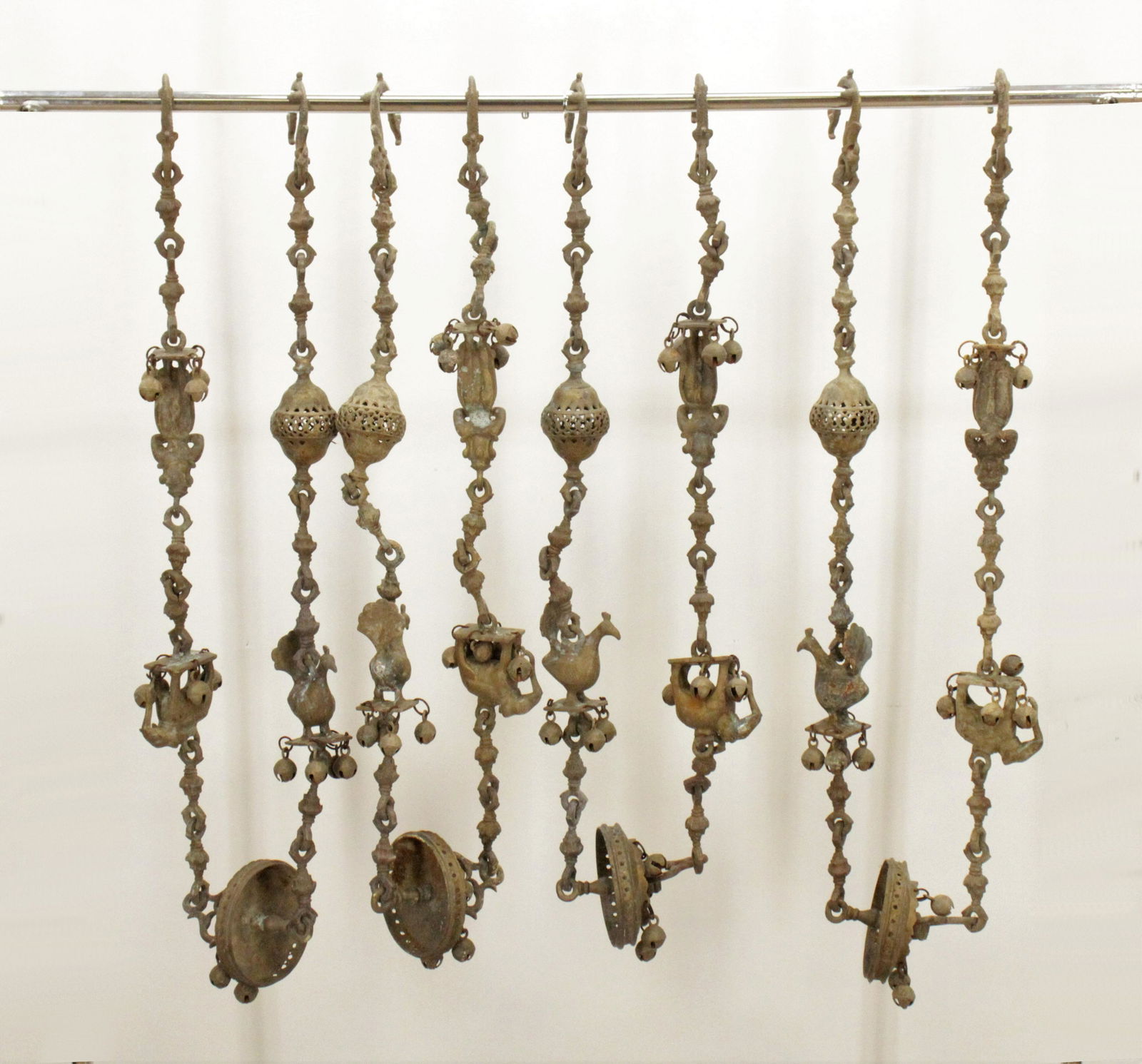 Set of 4 Indian Cast Brass Figural Chains (1 of 4)