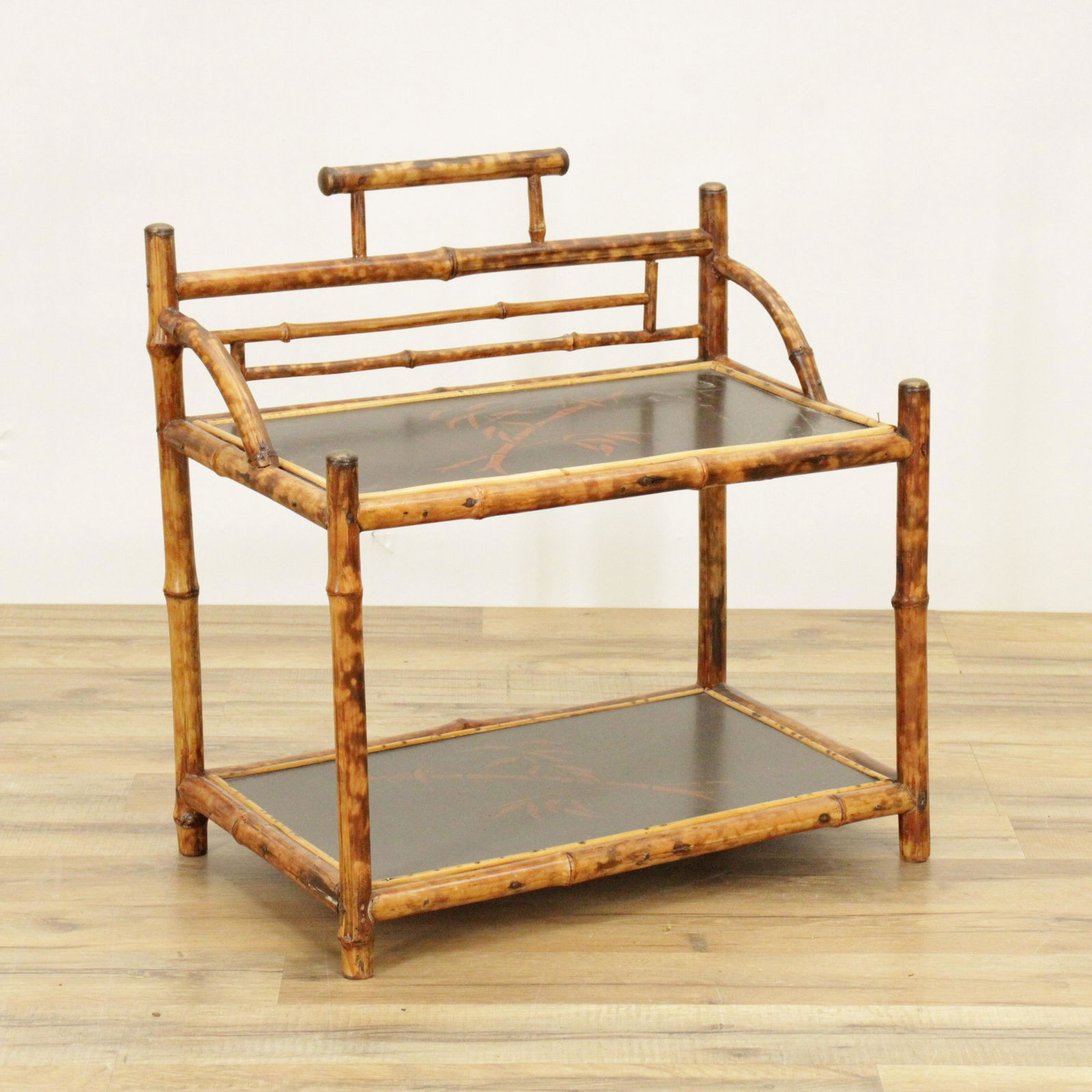 Rattan & Chinoiserie Lacquer Open Shelf (1 of 3)