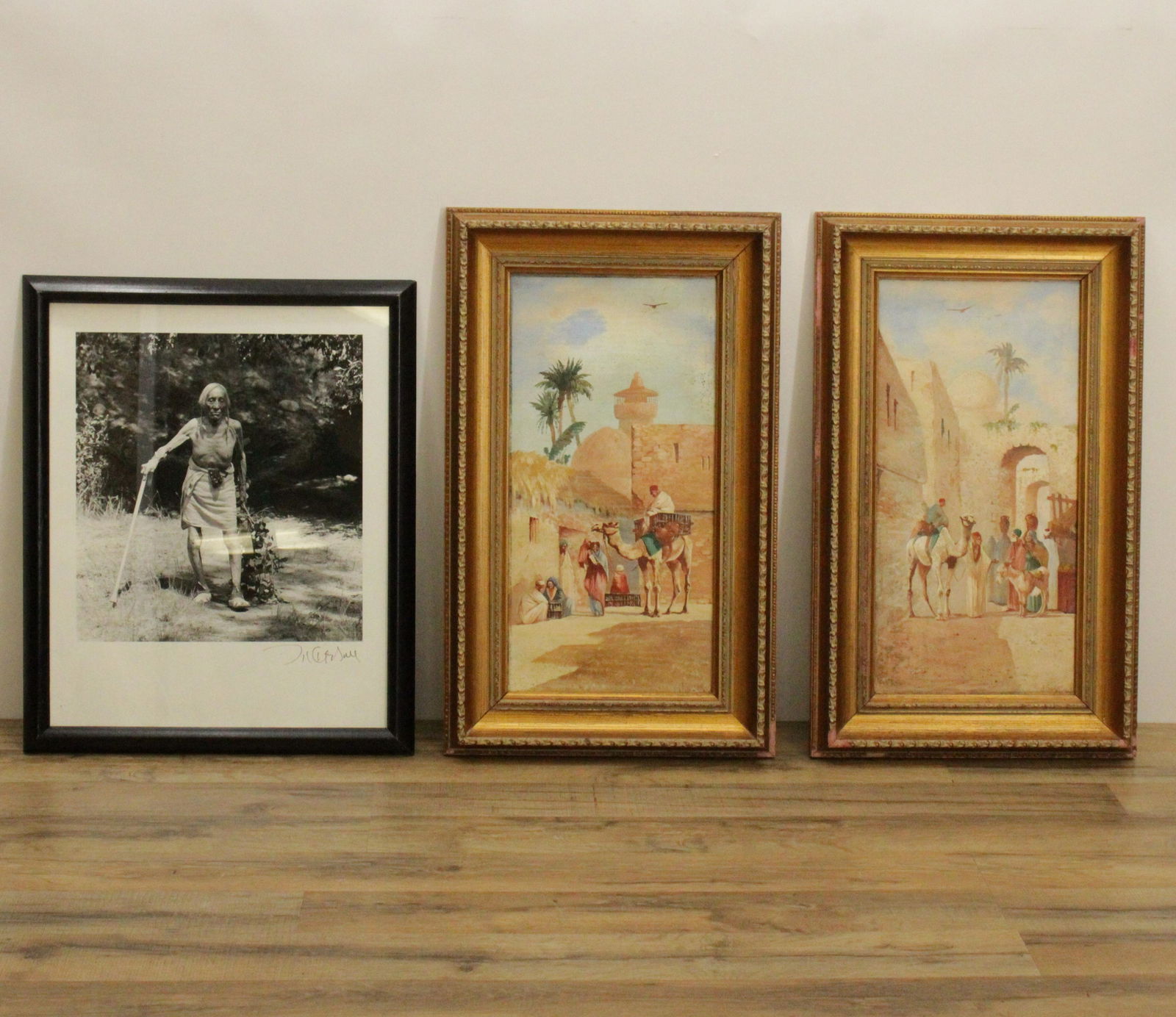 Pair of Orientalist Scenes and India photograph (1 of 5)