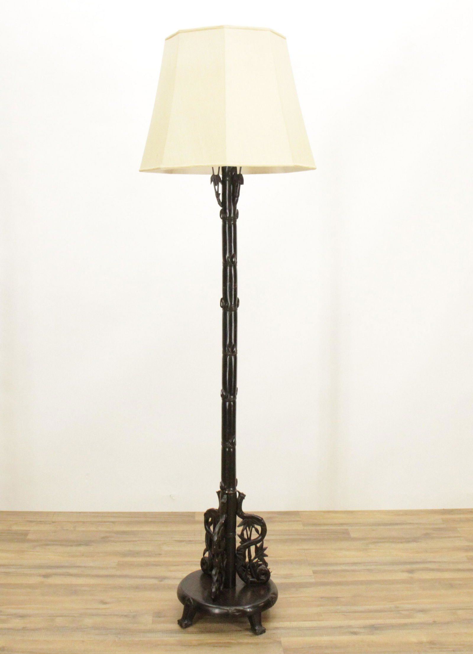 Chinese Style Hardwood Faux Bamboo Floor Lamp (1 of 3)