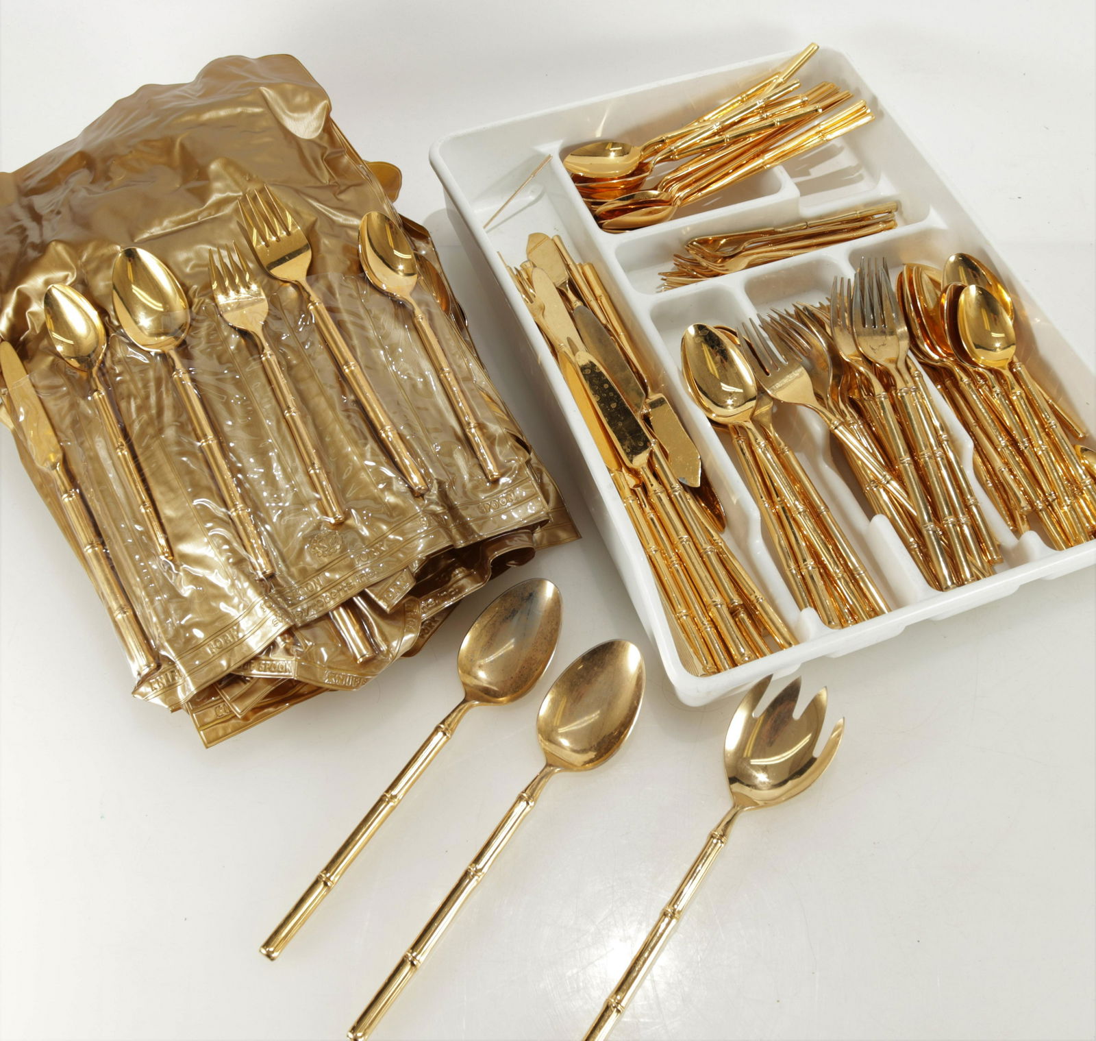 Gold Plated Cosmos Bamboo Style Flatware Service (1 of 7)