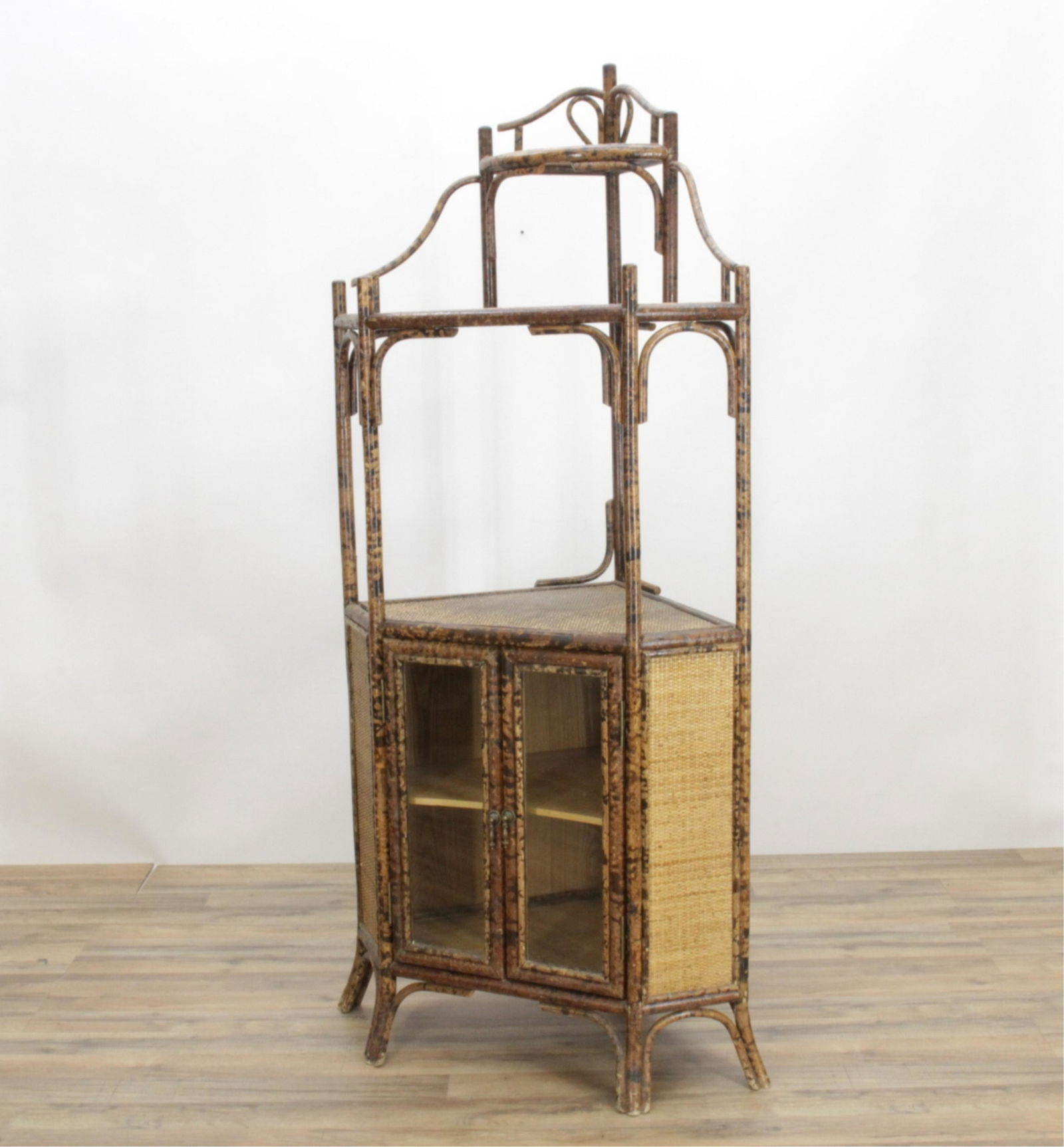 Vintage Bamboo Corner Etagere/Cabinet (1 of 6)