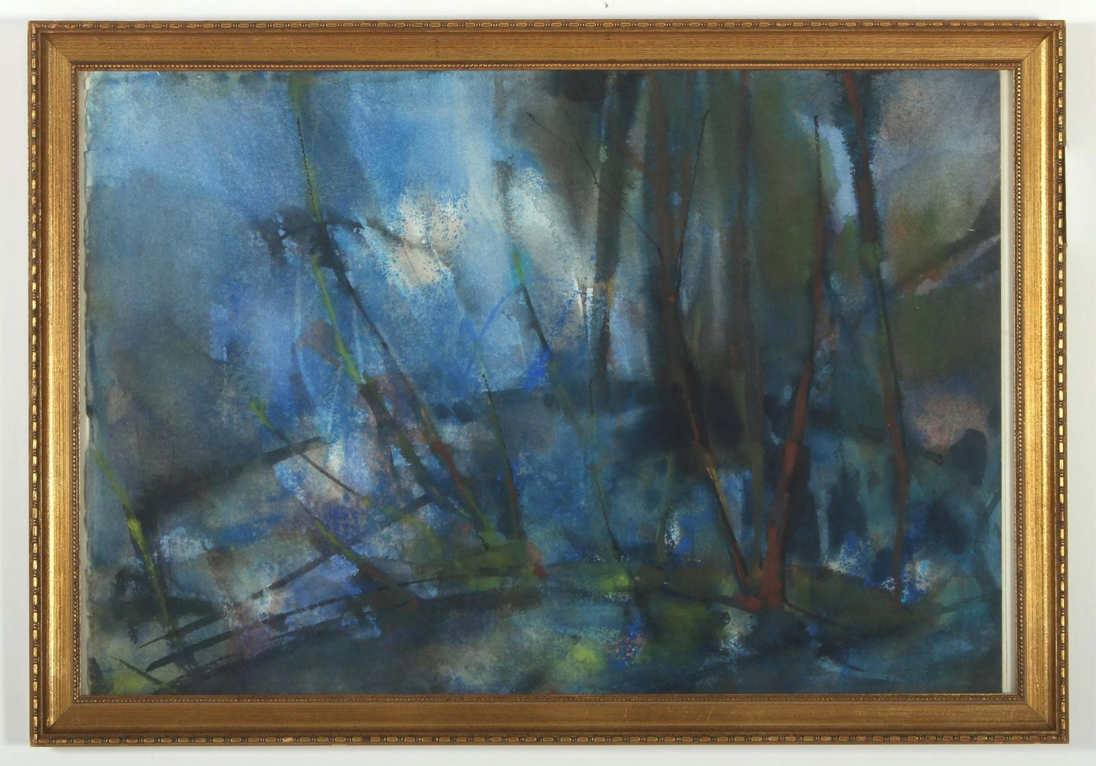Pawel Kontny  Polish, Abstract Blue Forest, W/C (1 of 4)
