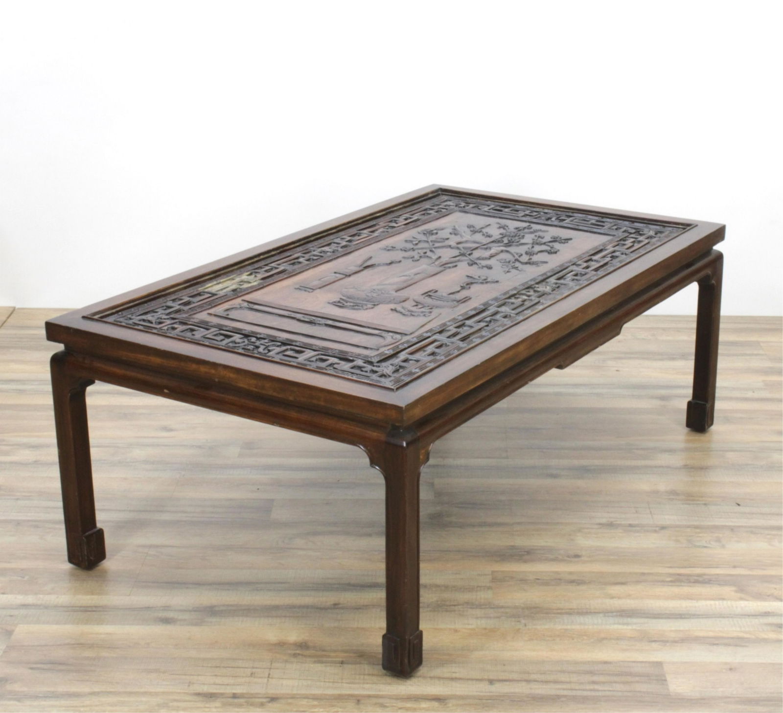 Chinese Carved Hardwood Panel Top Coffee Table (1 of 6)