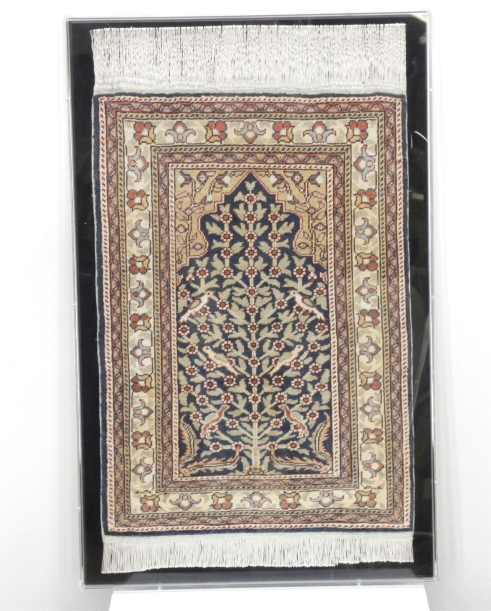 Framed Silk Prayer Rug, Tree of Life (1 of 4)