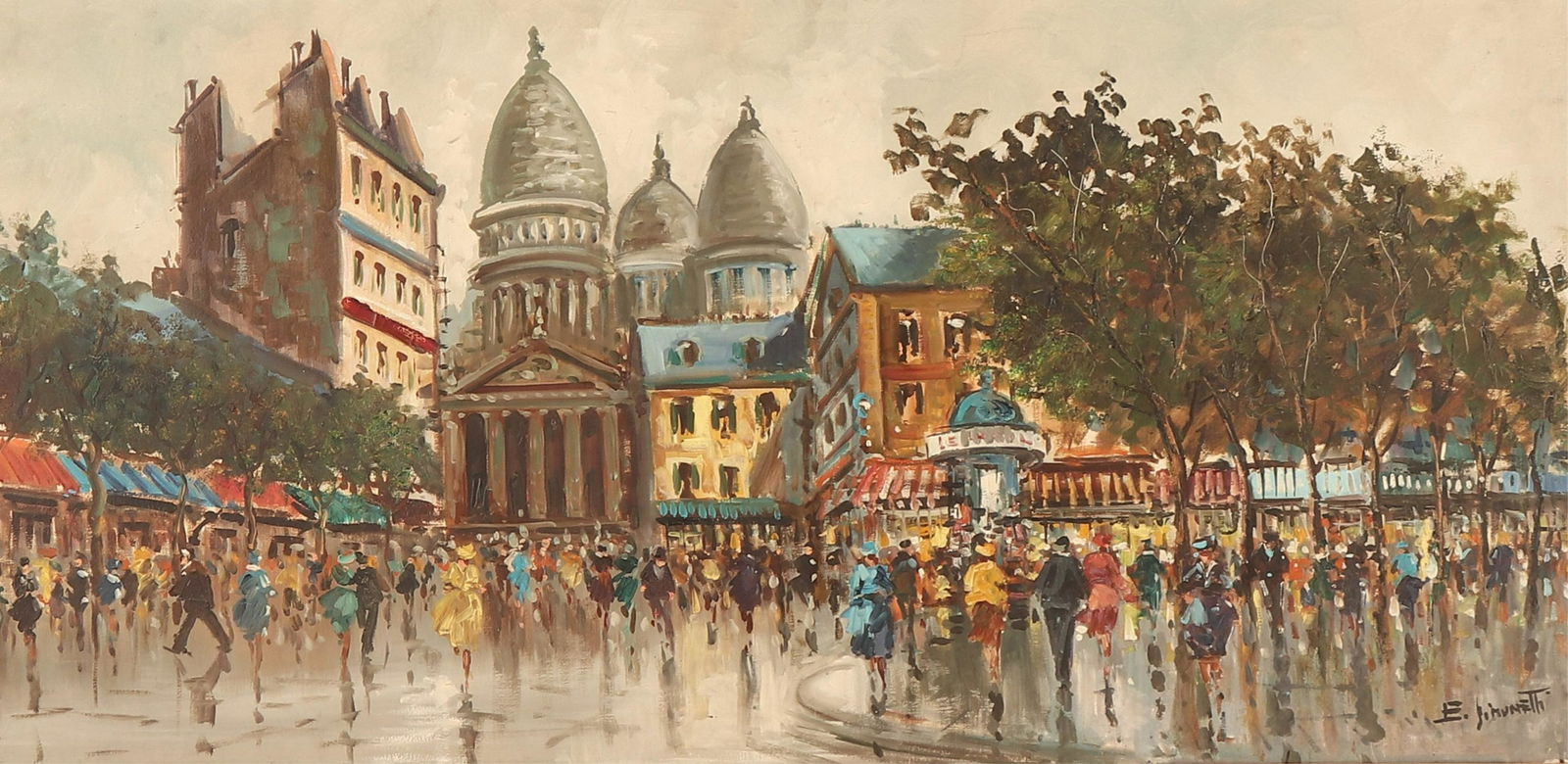 E. Simonetti, Paris Street Scene, O/C (1 of 5)