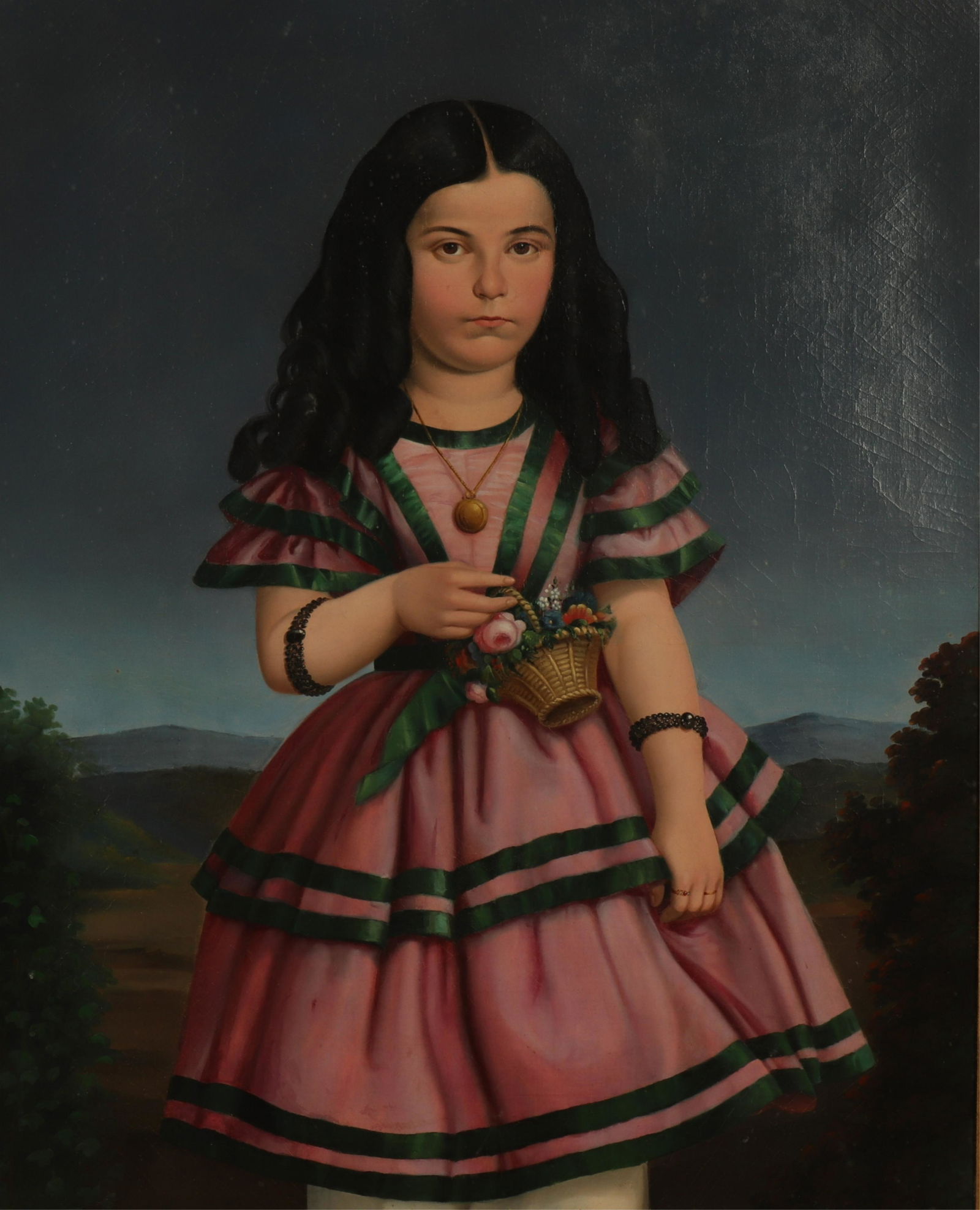Mid-19th C. Portrait of a Young Girl O/C (1 of 8)