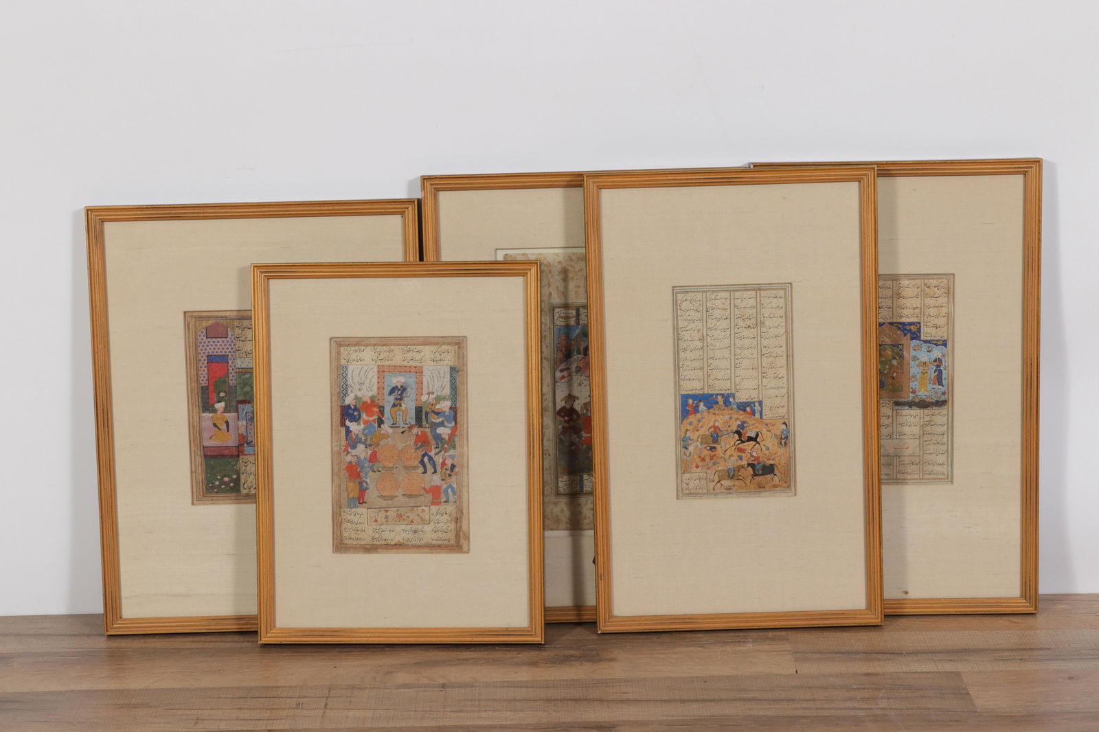 5 Persian Framed Illuminated Manuscripts, 19th C. (1 of 20)