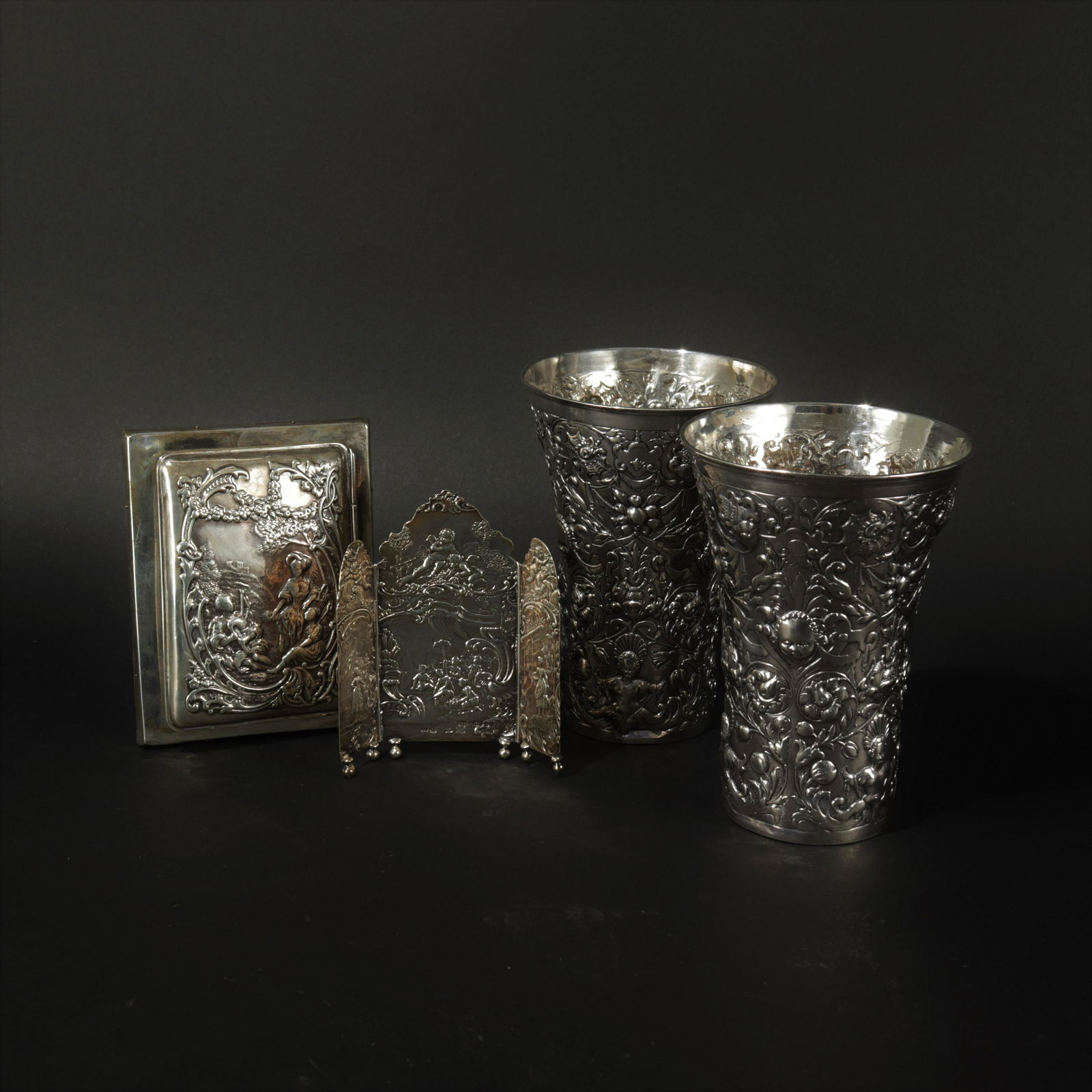 Sterling Repousse Hanau Cups; Screen, Frame (1 of 11)