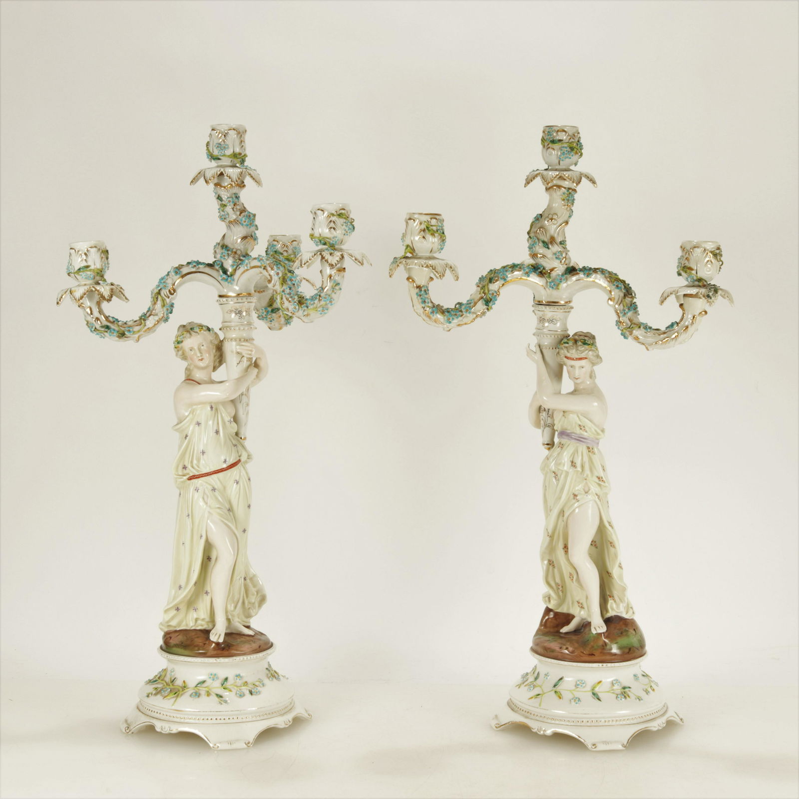 Pair Dresden Porcelain Figural Candelabra (1 of 13)