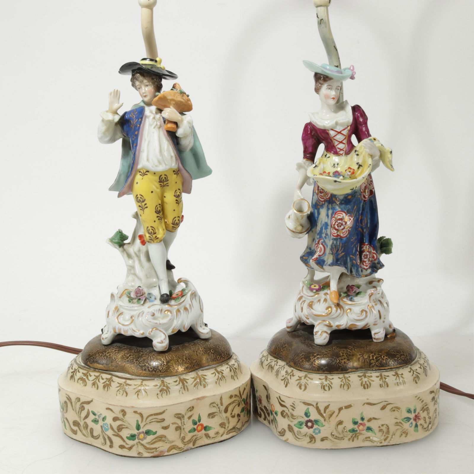 Pair German Porcelain Figural Lamps (1 of 5)