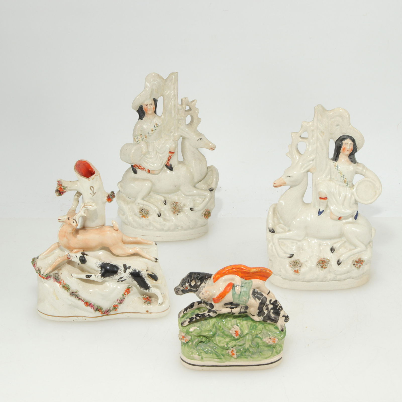 Group of 4 Staffordshire Figures with Stags (1 of 5)