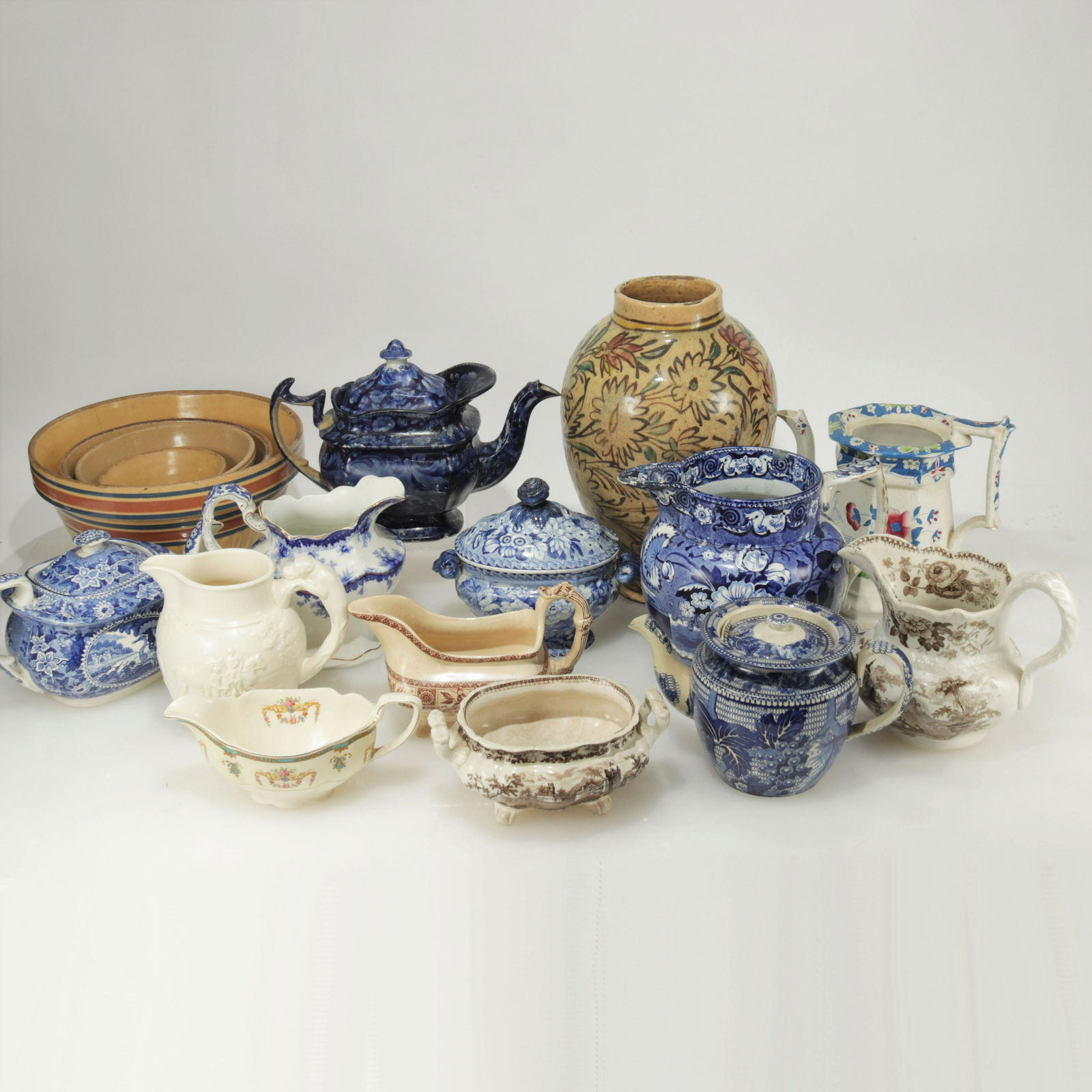 Group of 17 Stoneware Pitchers, Bowls & Vase (1 of 10)
