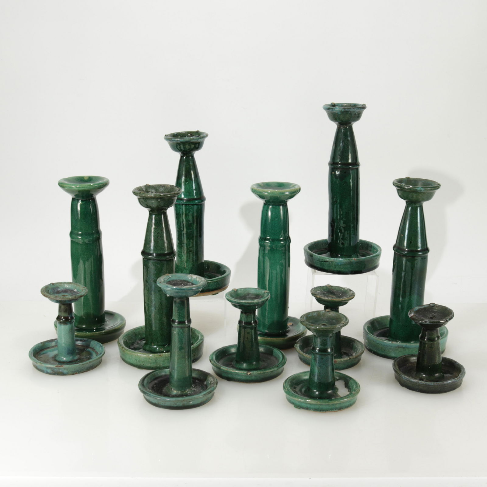 12 Shiwan Glazed Pottery Candle Holders (1 of 4)